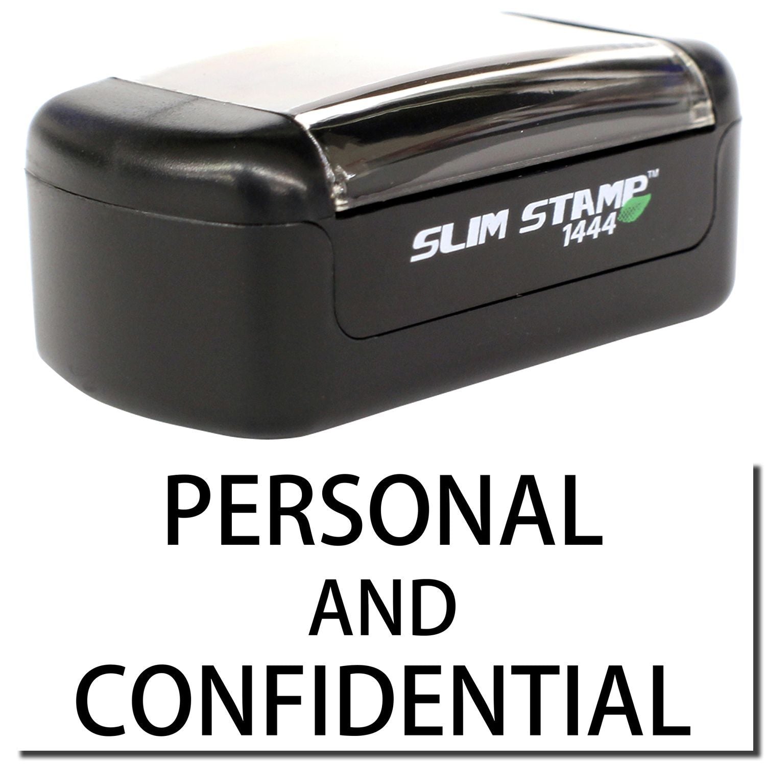 Black Slim Stamp 1444 personal and confidential self-inking rubber stamp for office documents