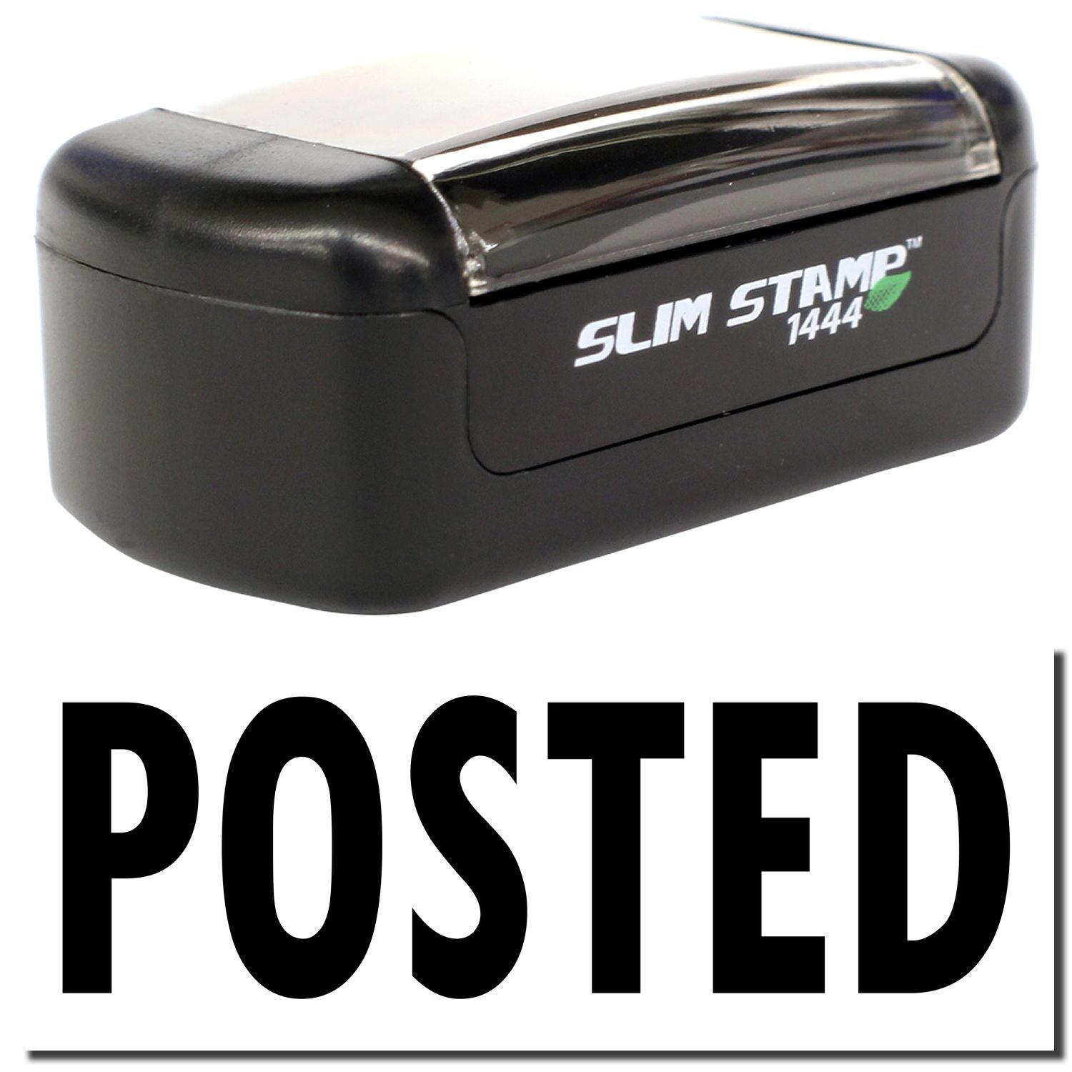 Black Slim Stamp 1444 self-inking posted stamp for office mail and document marking