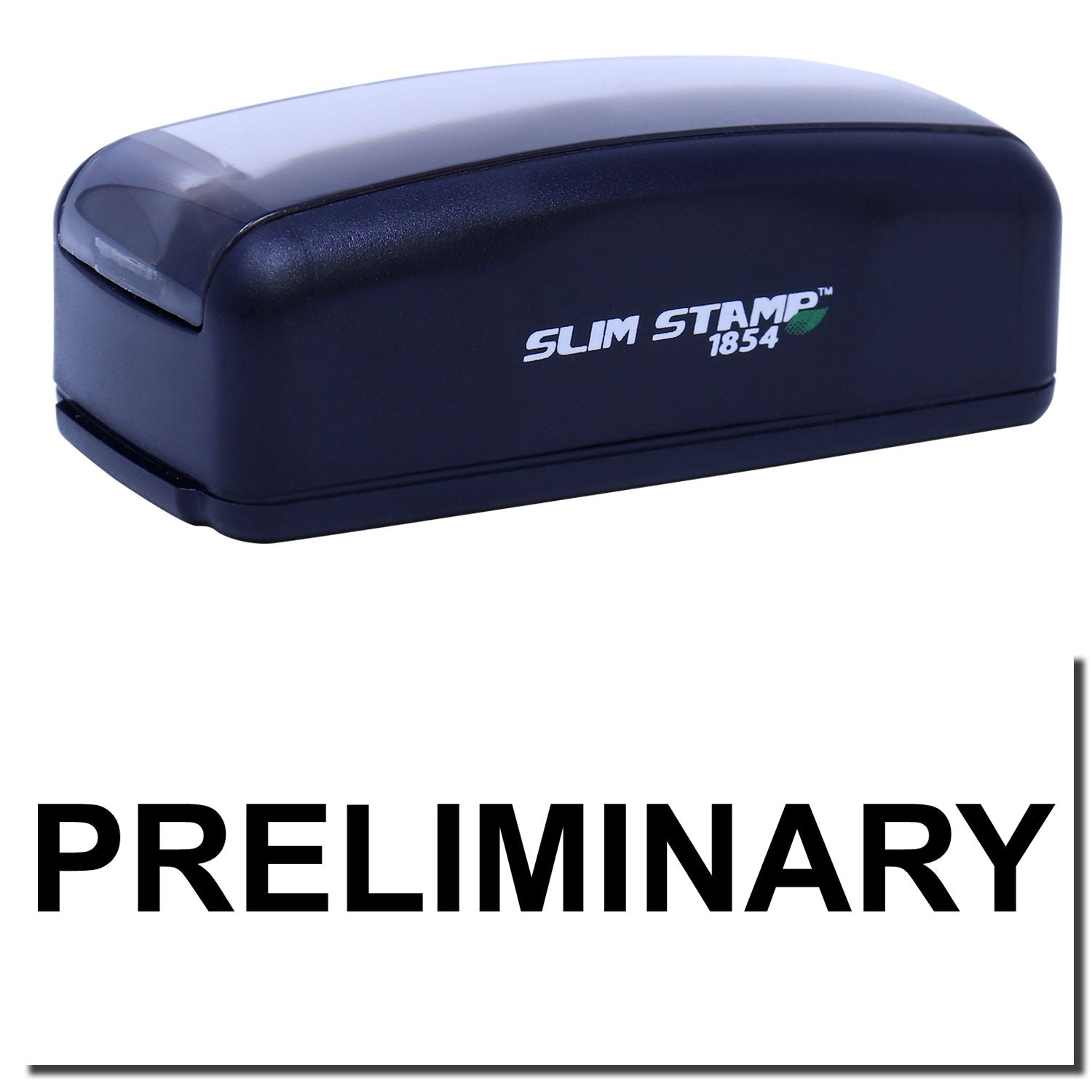 Slim Stamp 1854 preliminary self-inking office stamp on white background