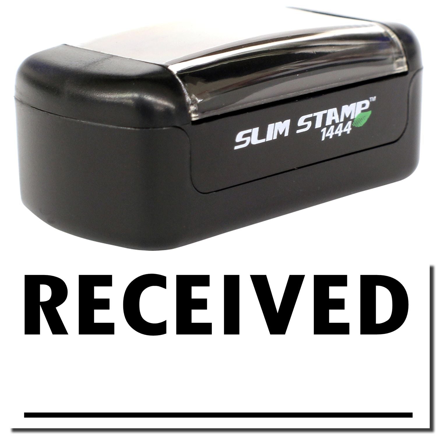 Slim Stamp 1444 self-inking received stamp, black office approval stamp tool