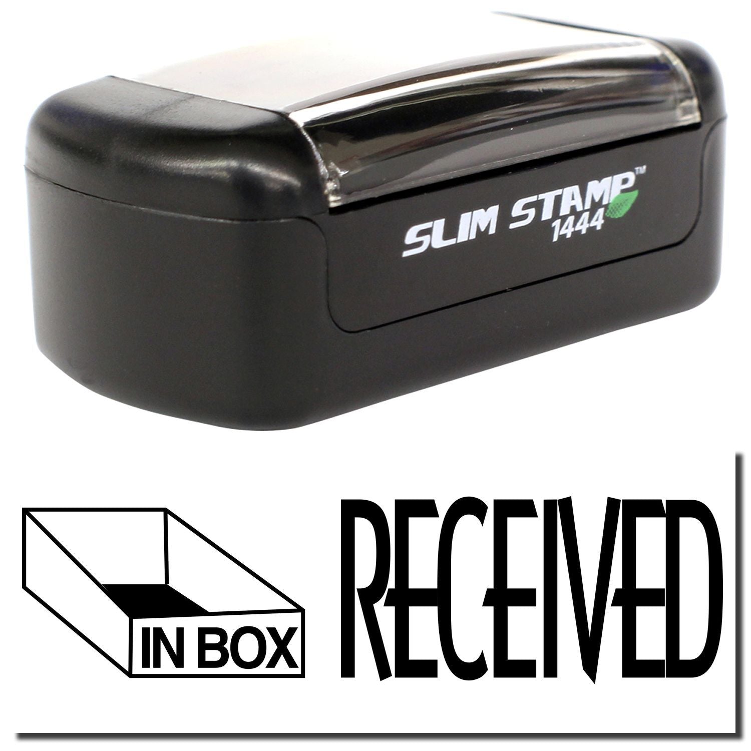Slim Stamp 1444 black self-inking office stamp, in box, received product image