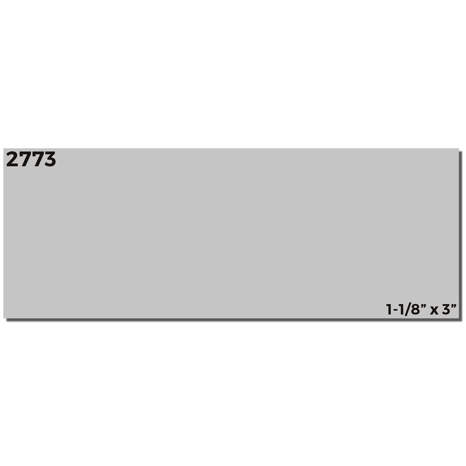 Gray product label tag blank marked 2773, size 1-1/8 in x 3 in, for identification and inventory use.