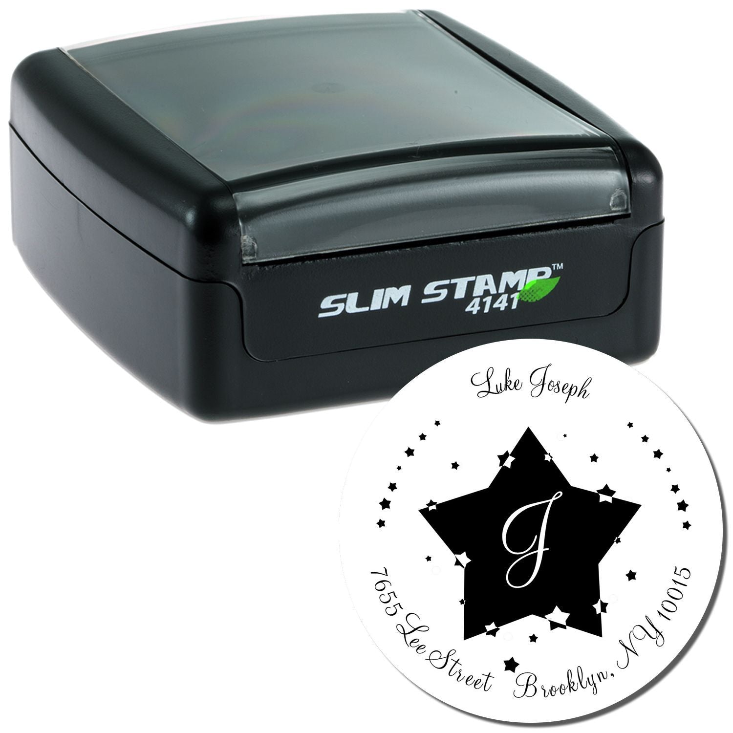 Slim STAMP 4141 ink stamp with Juke Joseph Sweet Brooklyn star design for personalized labeling and crafts