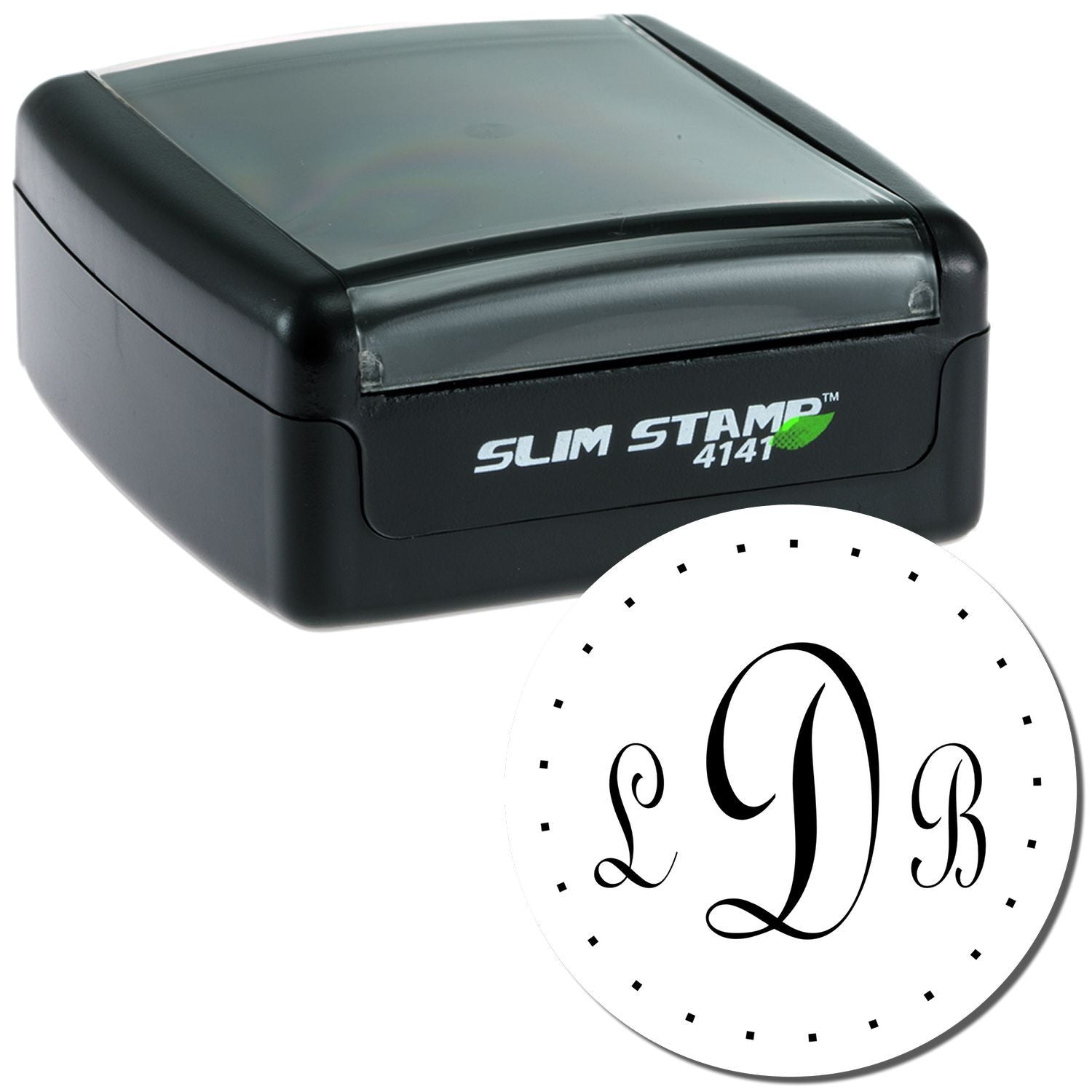 Slim Stamp 4141 self-inking stamp, compact ink stamper for branding and labeling with easy timestamp-style impression