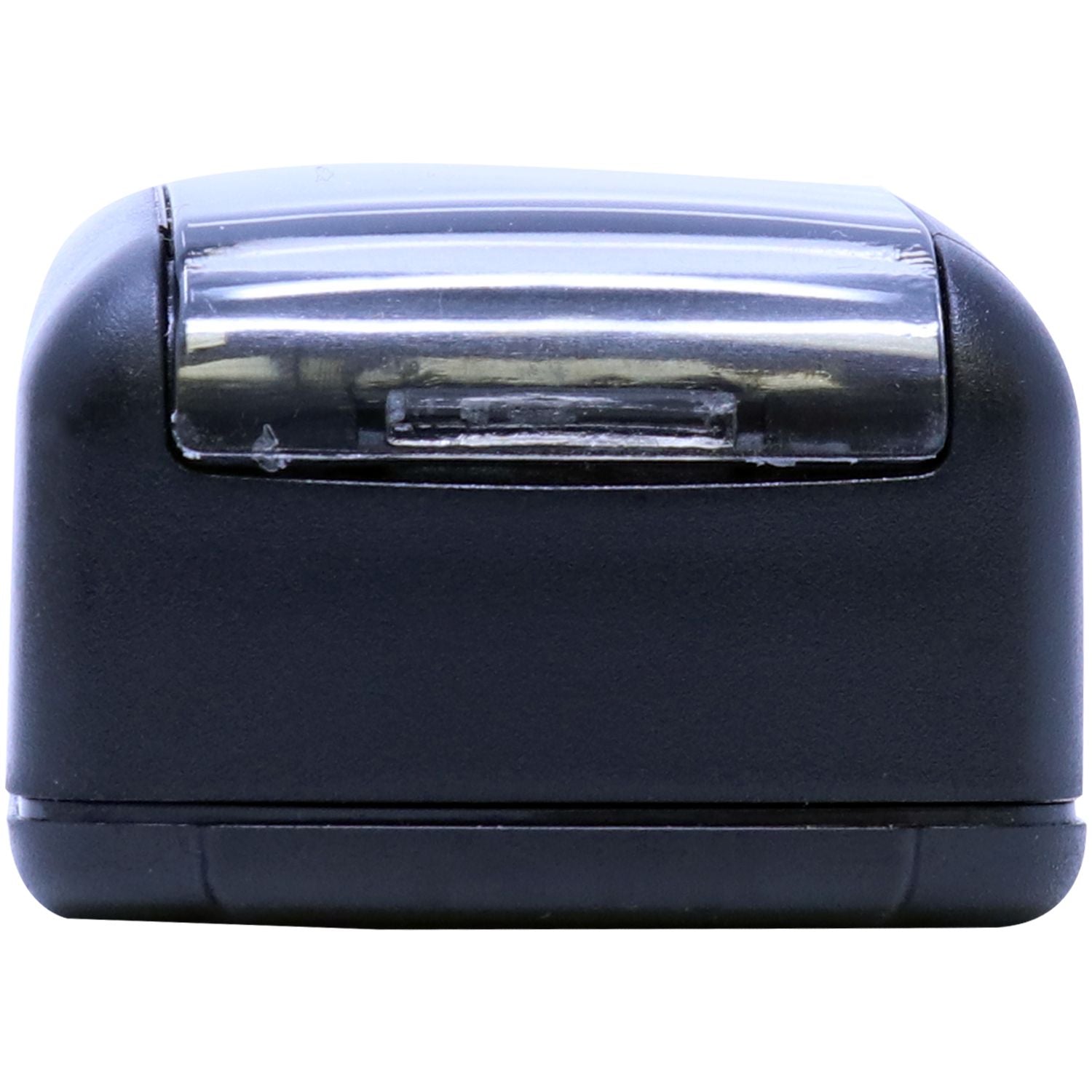 Black electric shaver with shiny foil head on a white background