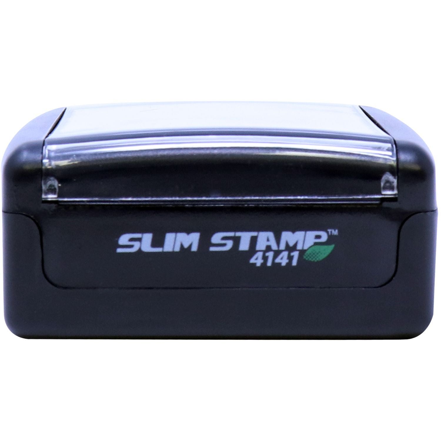 Black Slim Stamp 4141 self-inking office stamp with compact rectangular design
