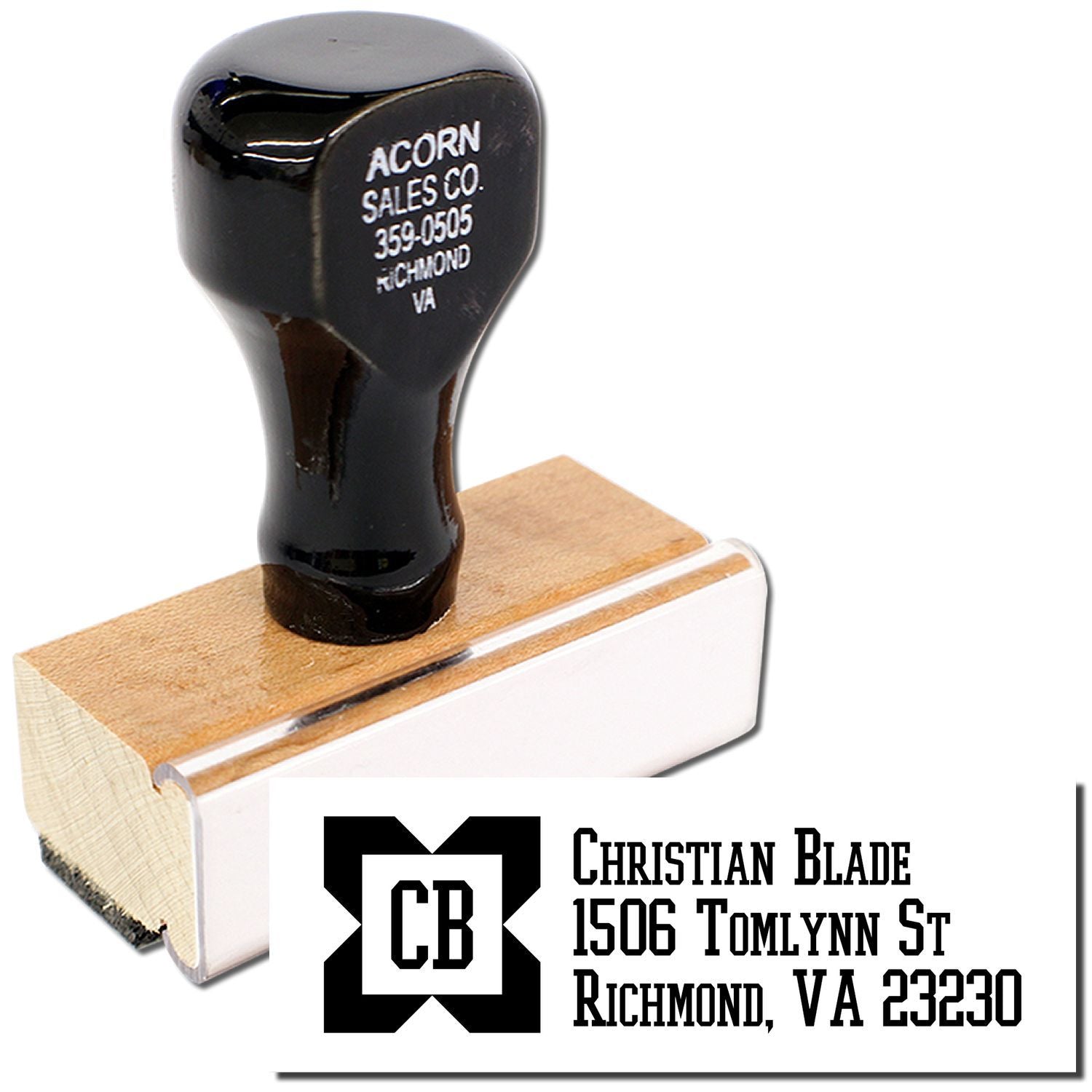 Custom rubber stamp for Christian Blade, 1506 Tomlynn St, Richmond, VA 23230
