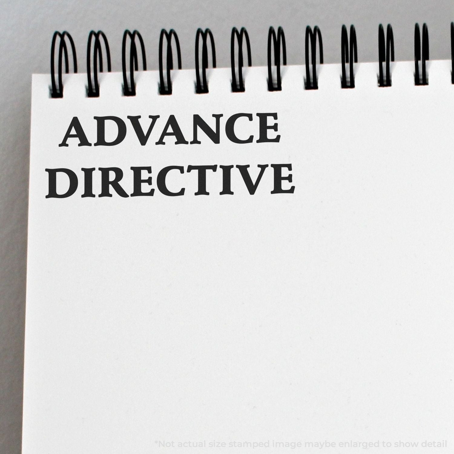 Advance directive document stamp reading ADVANCE DIRECTIVE for end-of-life healthcare wishes and medical decision planning