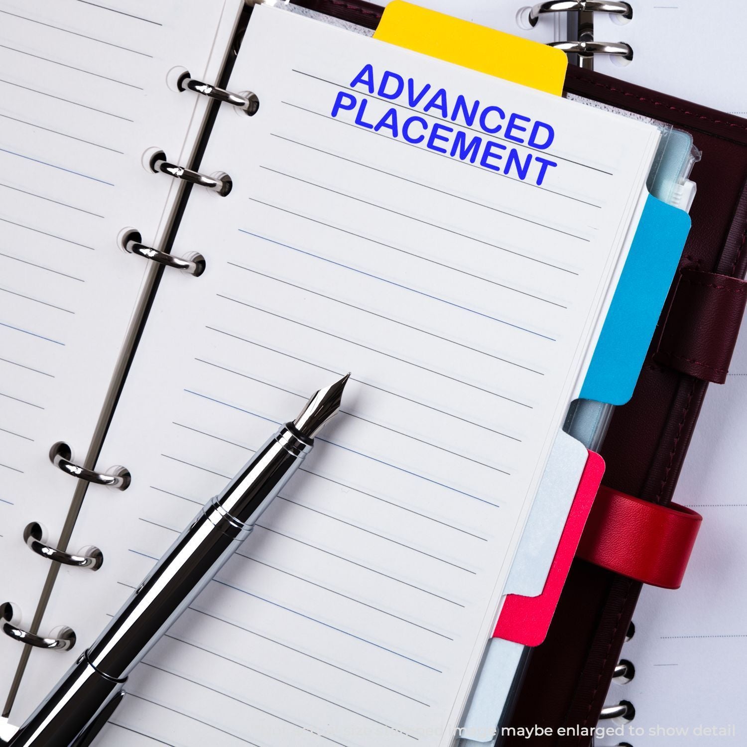 Planner binder tab labeled Advanced Placement (AP) for organizing study notes and tracking exam preparation.
