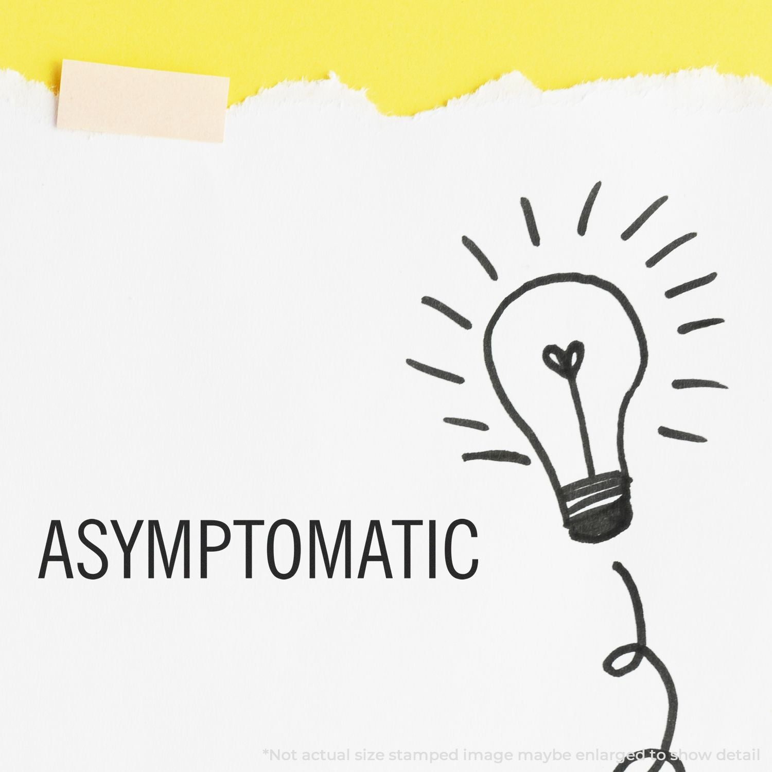 Asymptomatic health concept image with lightbulb doodle and yellow sticky note, suggesting silent symptoms and awareness for screening.