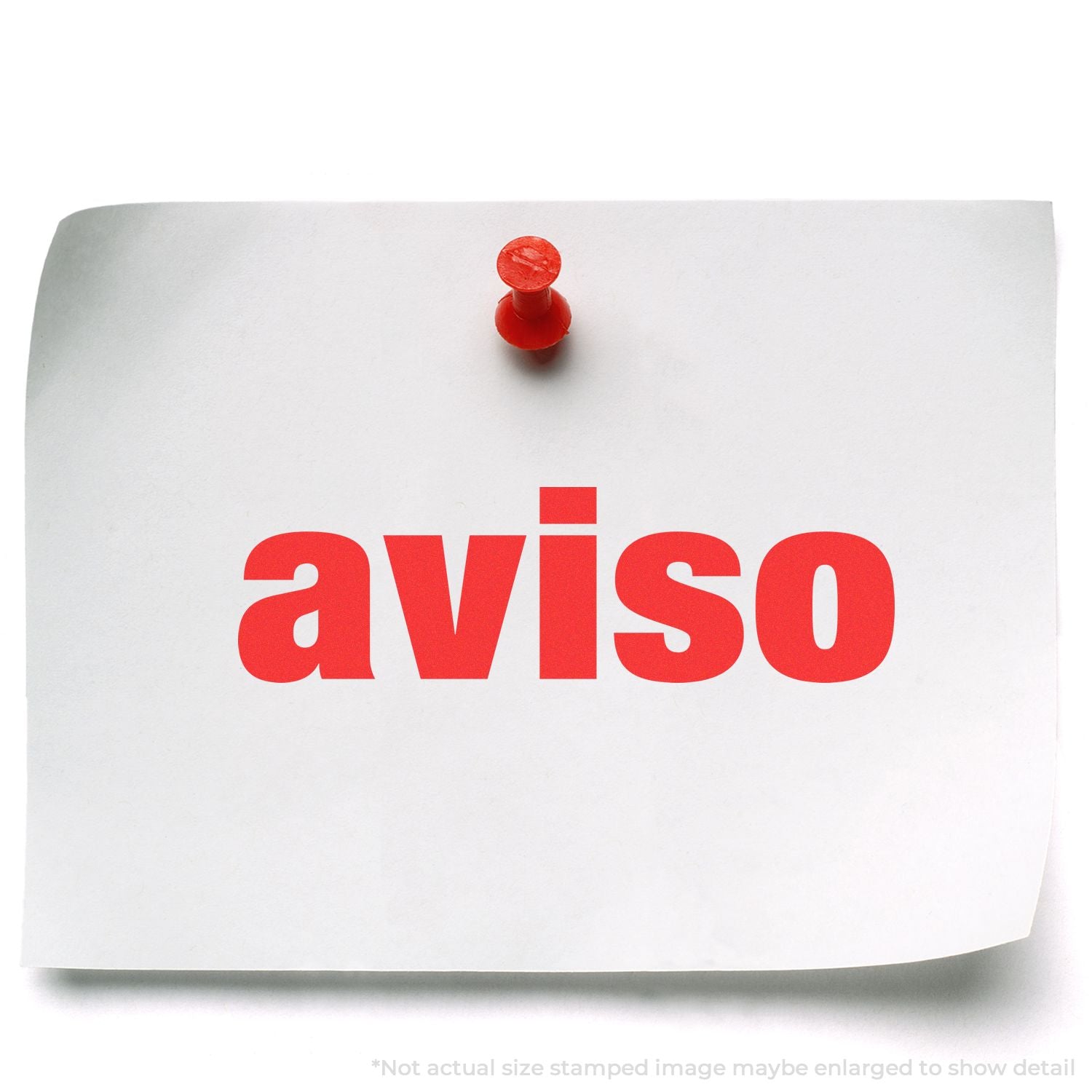 Aviso warning notice on paper pinned with red tack, used for important announcements in Spanish or Portuguese.