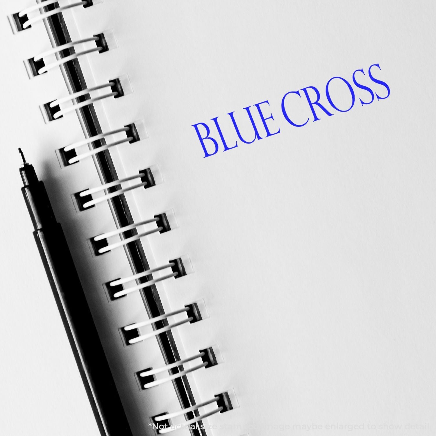 Blue Cross health insurance branding on an open binder with metal rings, highlighting medical coverage and services.