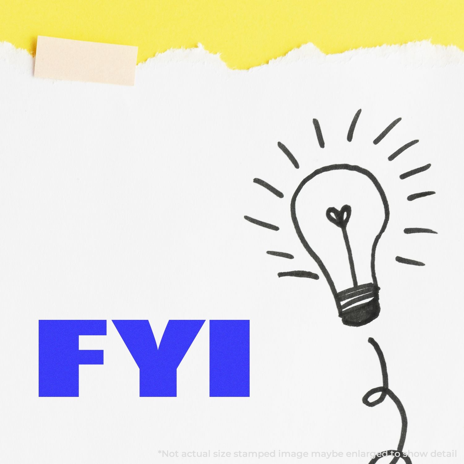 FYI concept graphic with yellow sticky note and hand-drawn light bulb, symbolizing ideas and helpful information.
