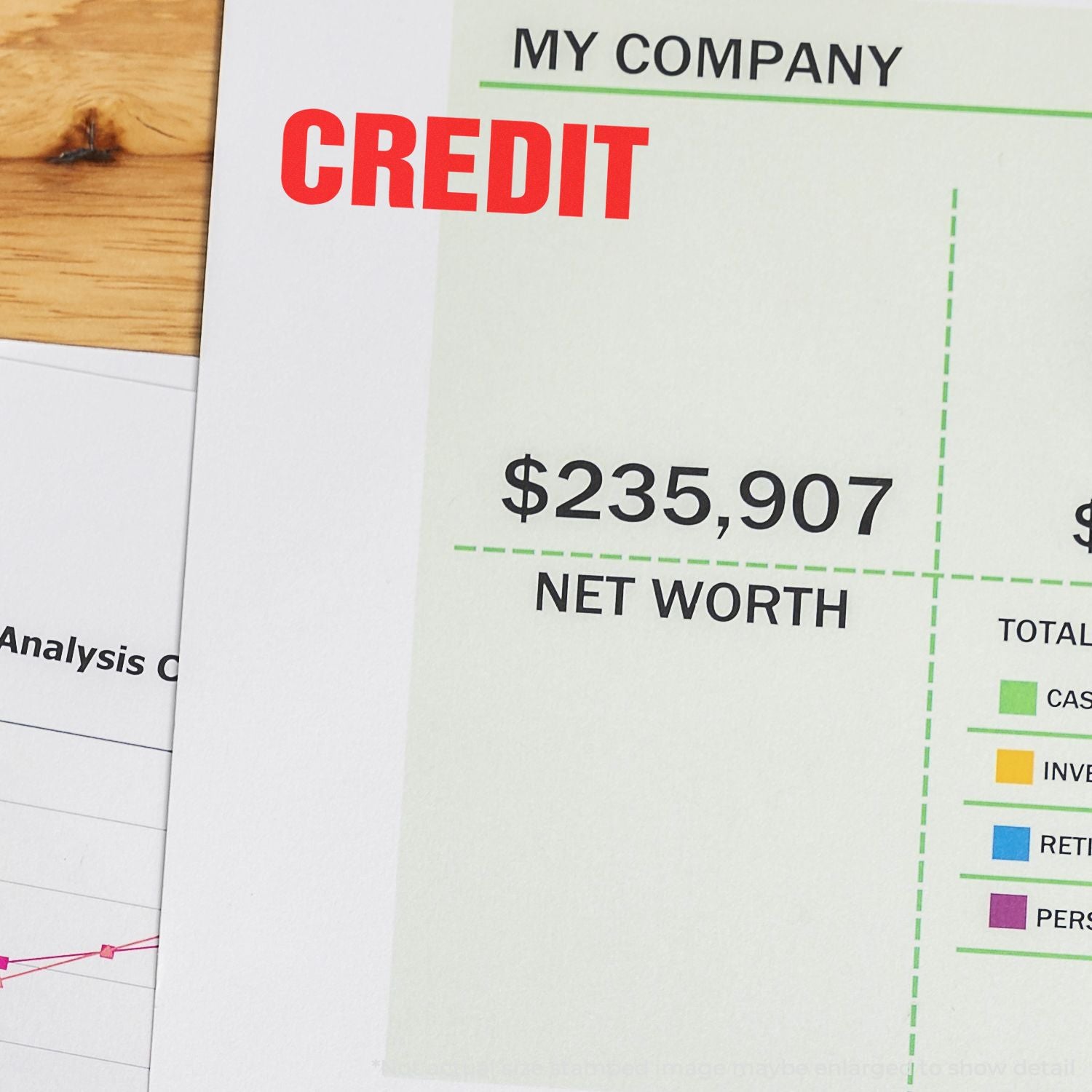 Company credit and net worth financial report showing $235,907 net worth on a business analysis document.