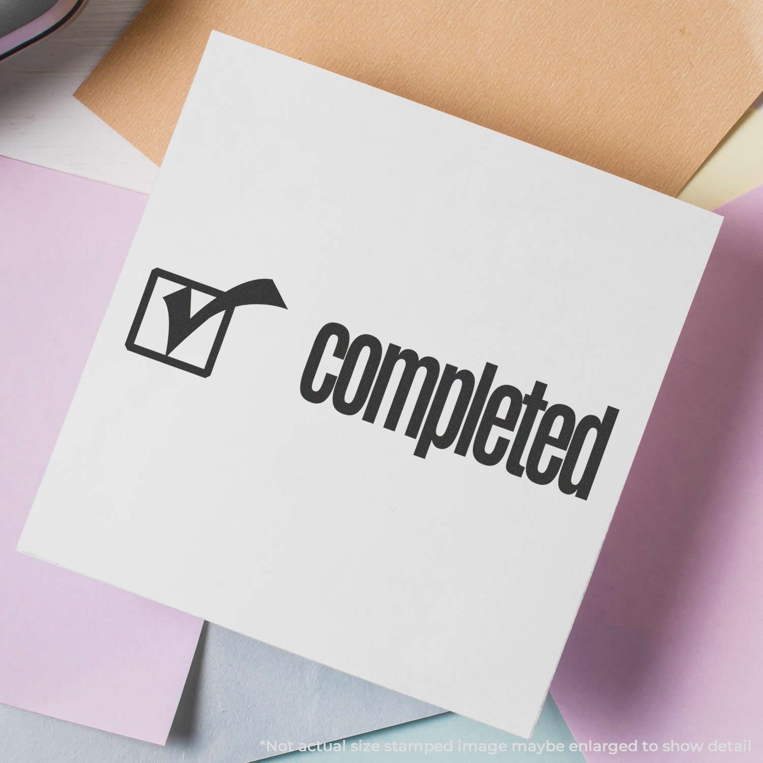Computer technology logo on white stationery card over pastel sheets, branding graphic for IT services and software.