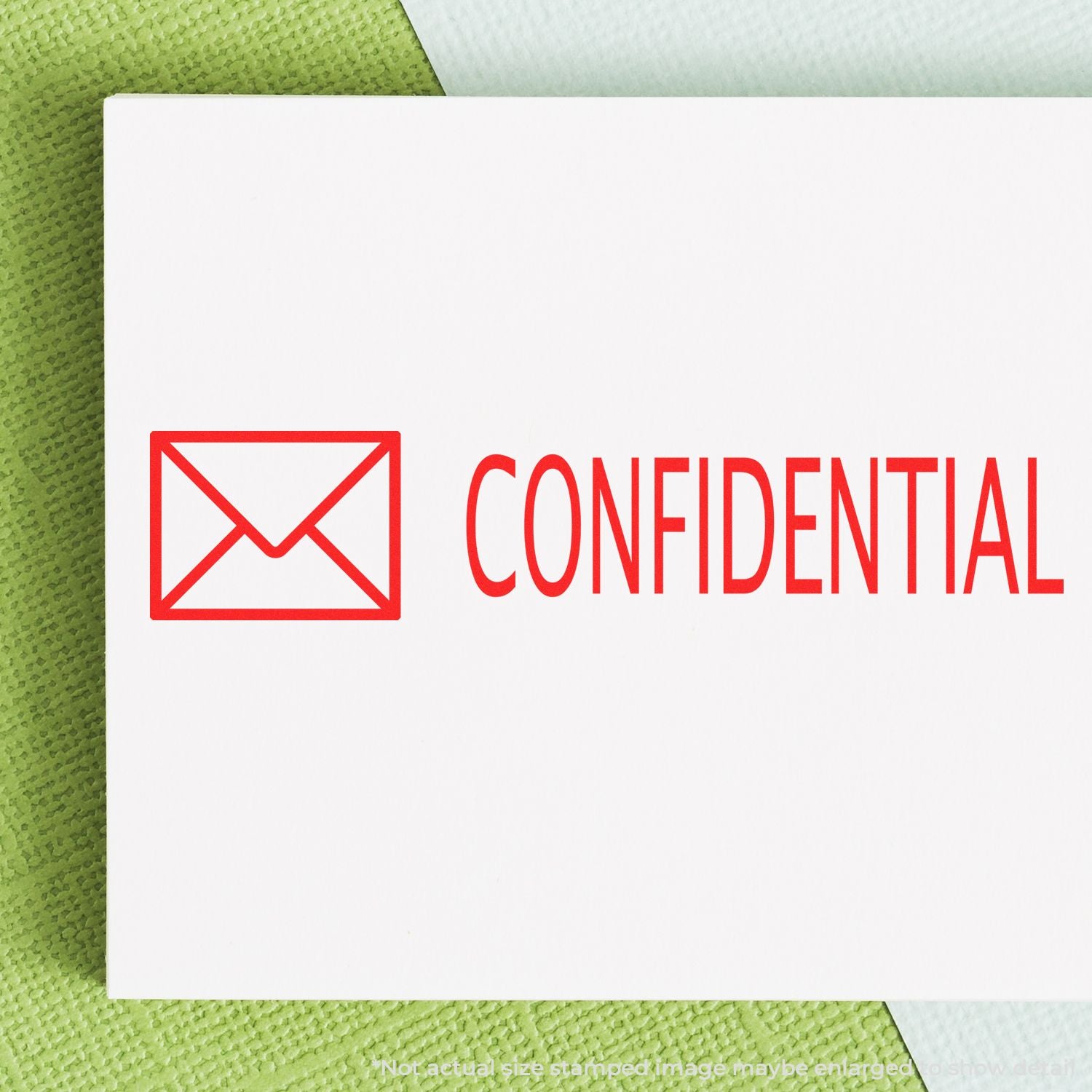 Confidential document alert with red envelope icon and word CONFIDENTIAL on a white paper card for secure communication.