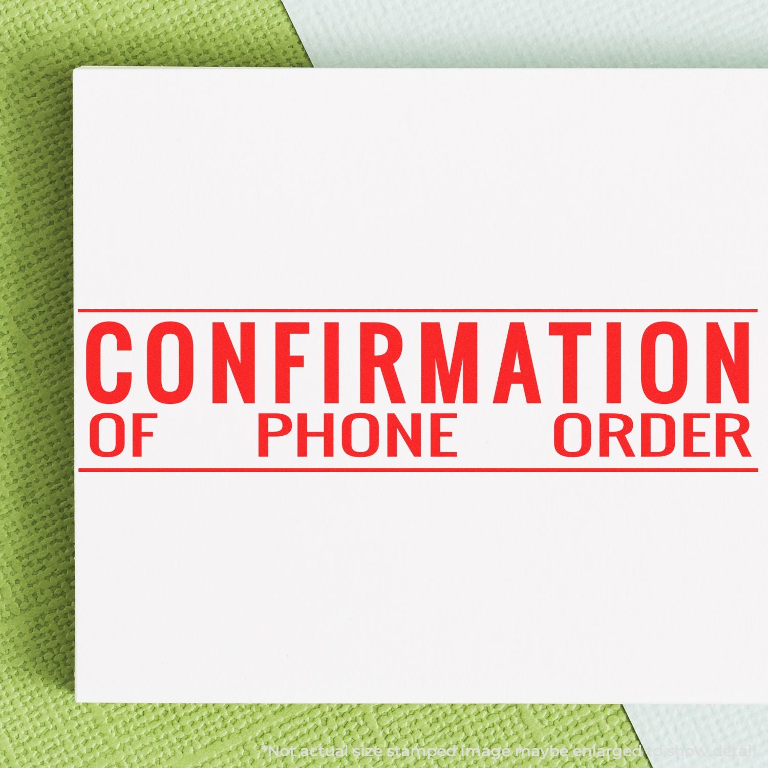 Card showing Confirmation of Phone Order for documenting and confirming phone orders in customer service and order management.