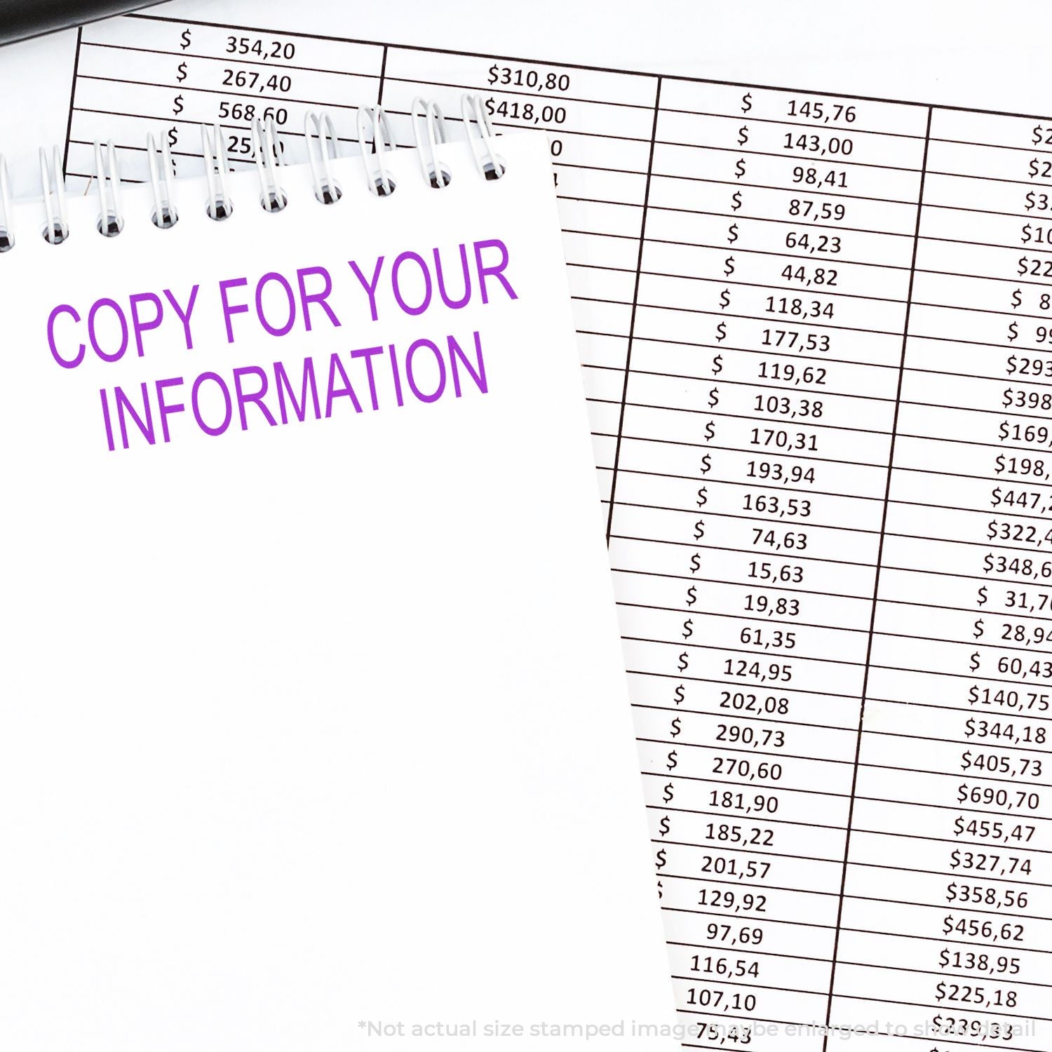 Copy for your information over accounting spreadsheet with dollar amounts, showing financial totals and budget data.