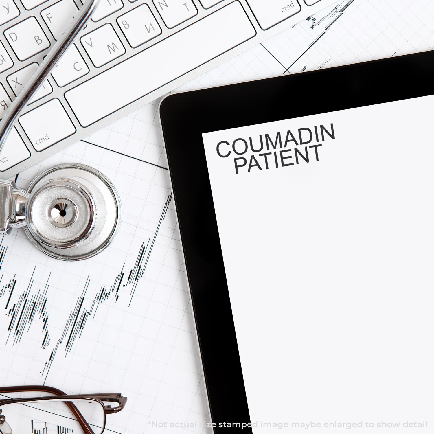 Coumadin (warfarin) patient safety information with stethoscope, ECG chart, and medical documents for anticoagulation care