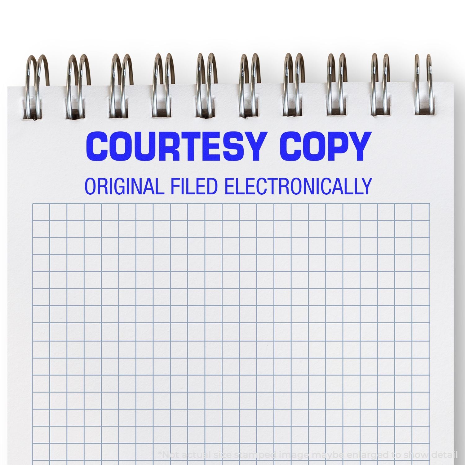 Courtesy copy court filing form reading Original Filed Electronically, with binder rings and blank grid for legal documents