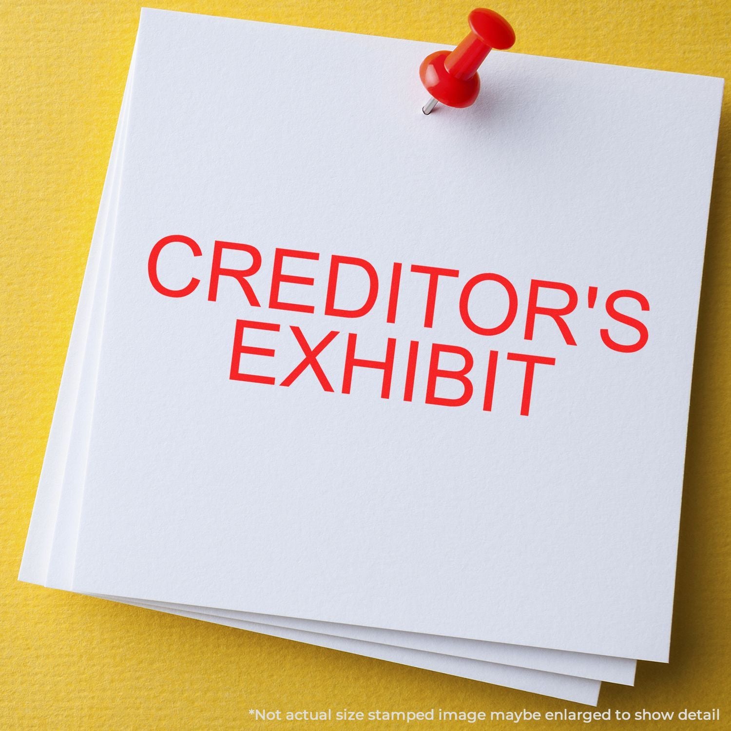 Pinned legal document card that reads Creditors Exhibit, showing creditor evidence for court filings on yellow background.