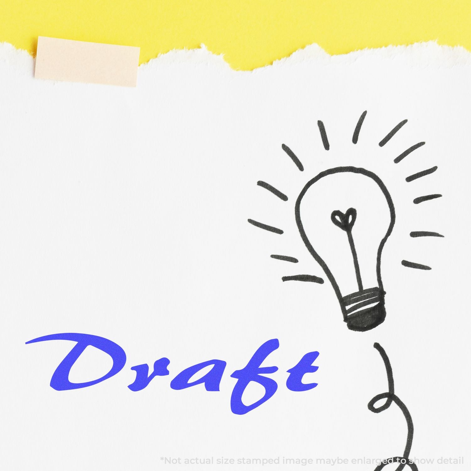 Creative ideas concept with hand-drawn light bulb and sticky note on bright yellow background for brainstorming marketing