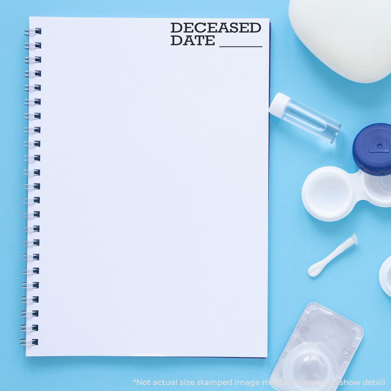 Deceased date checklist notebook with medical supplies and vialused for documenting death and healthcare records.