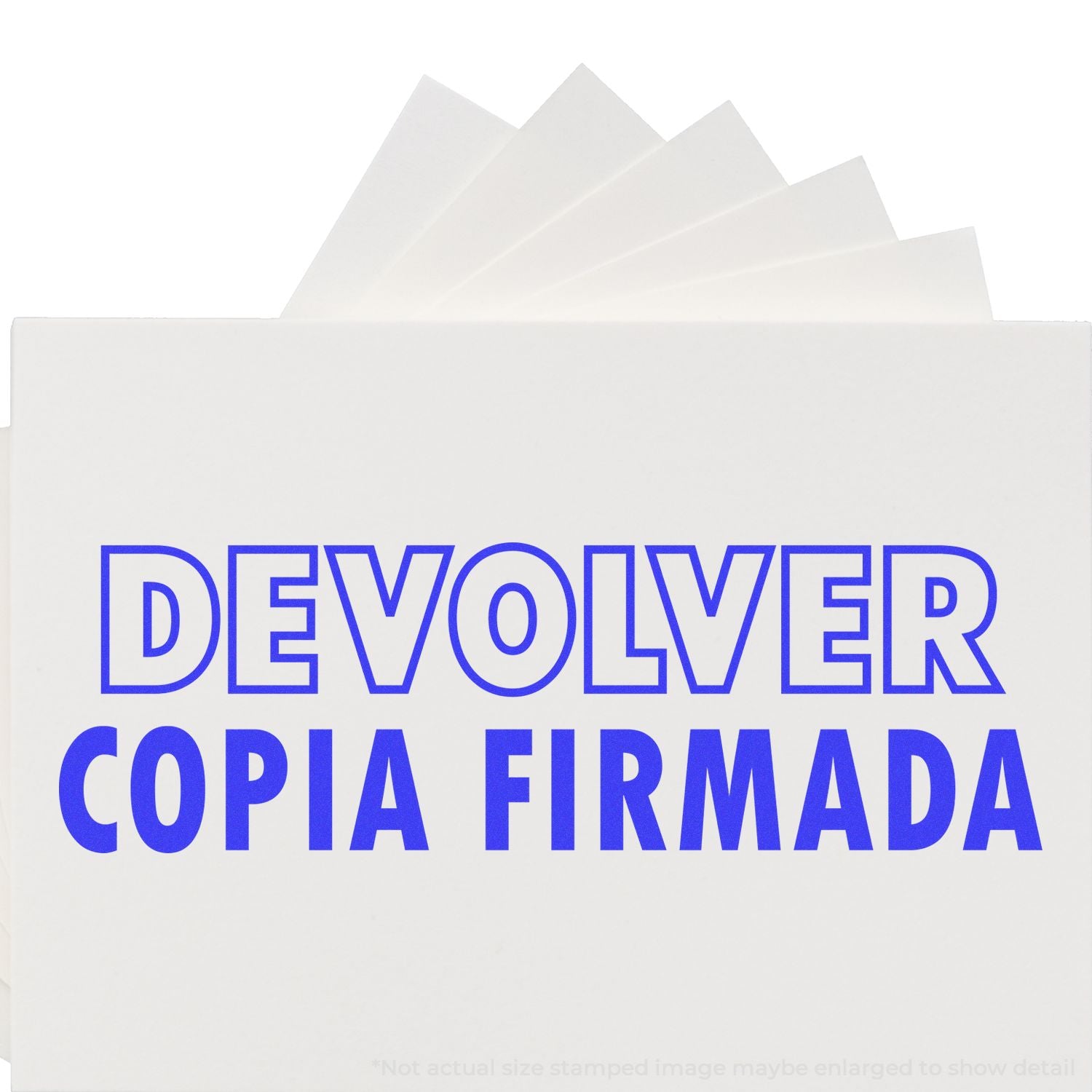 Branded Devolver document packaging showing blue DEVOLVER COPIA FIRMA text for corporate identity and document presentation.