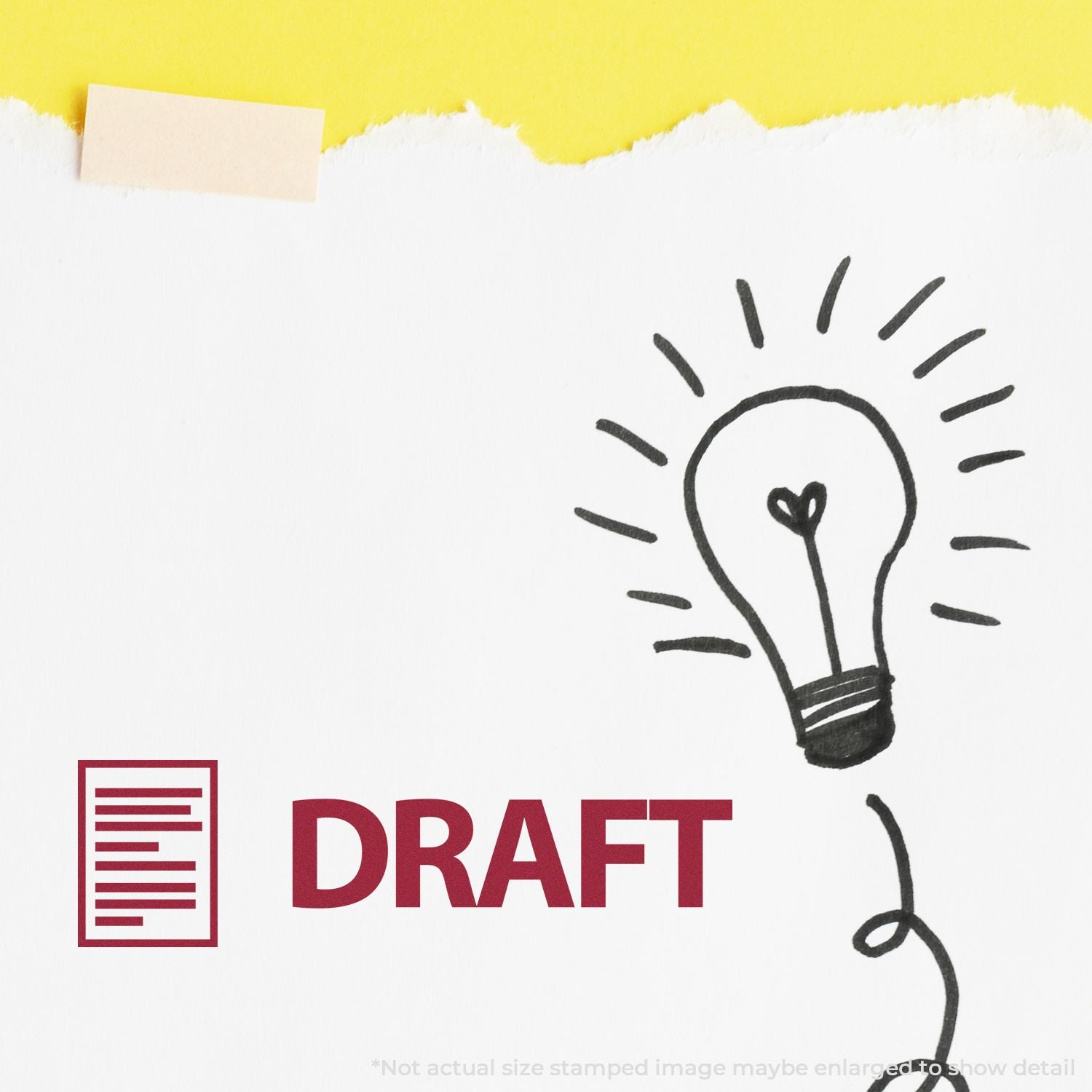 Draft concept image with lightbulb idea and document icon, showing writing inspiration and early draft planning.