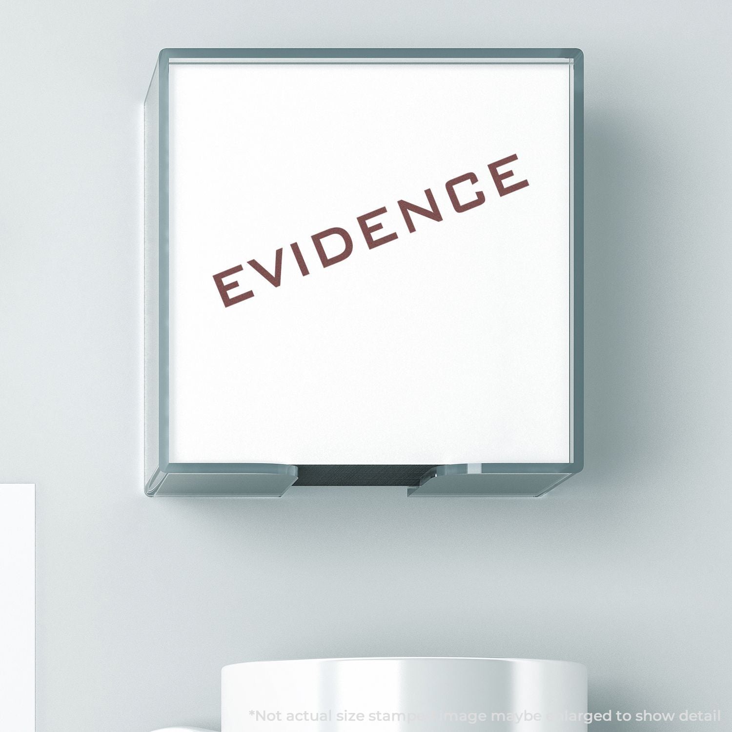 Wall-mounted screen displaying EVIDENCE for a legal proof, compliance, or cybersecurity presentation.