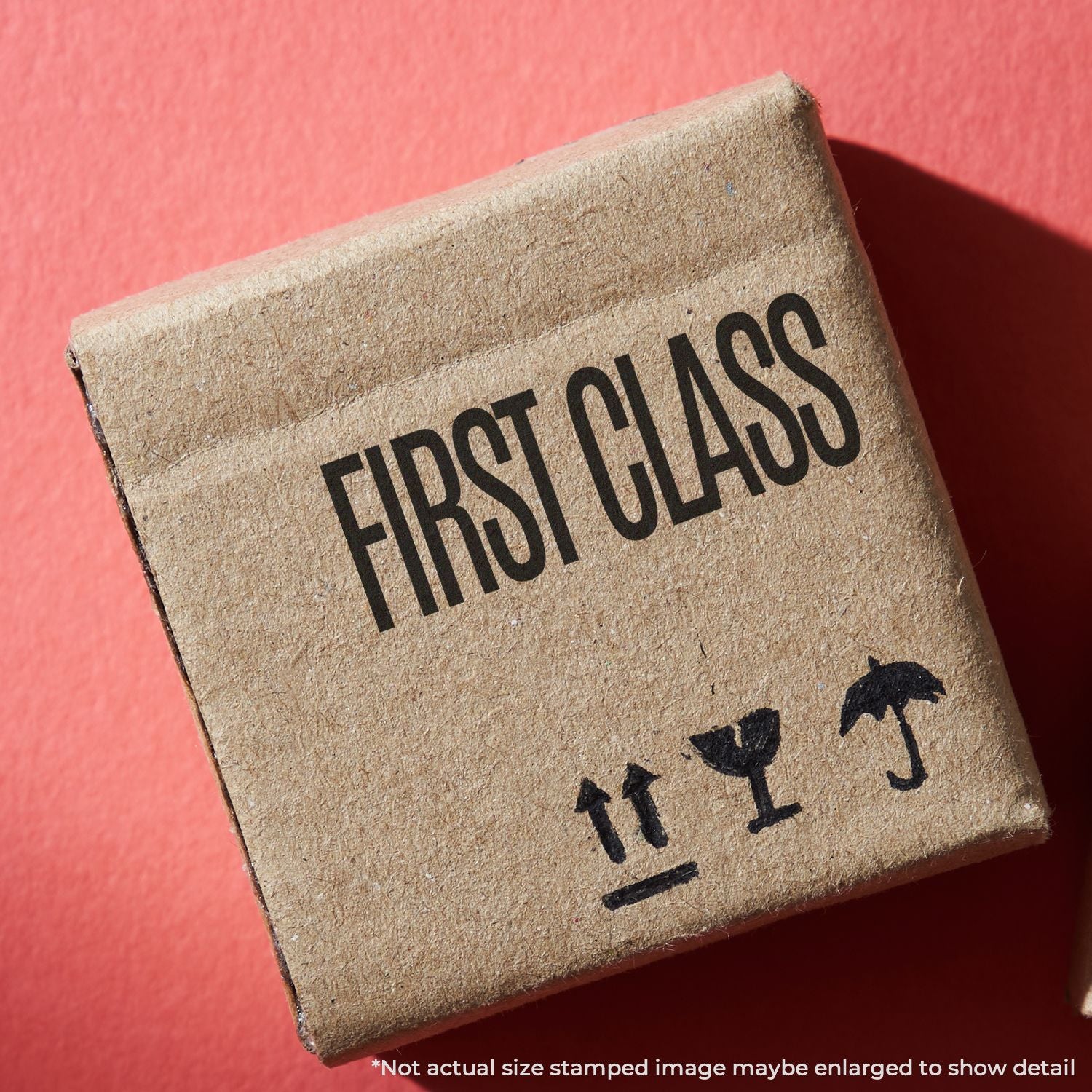 Close-up of vintage packaging stamp reading FRESH with directional arrows, highlighting aged shipping label details.