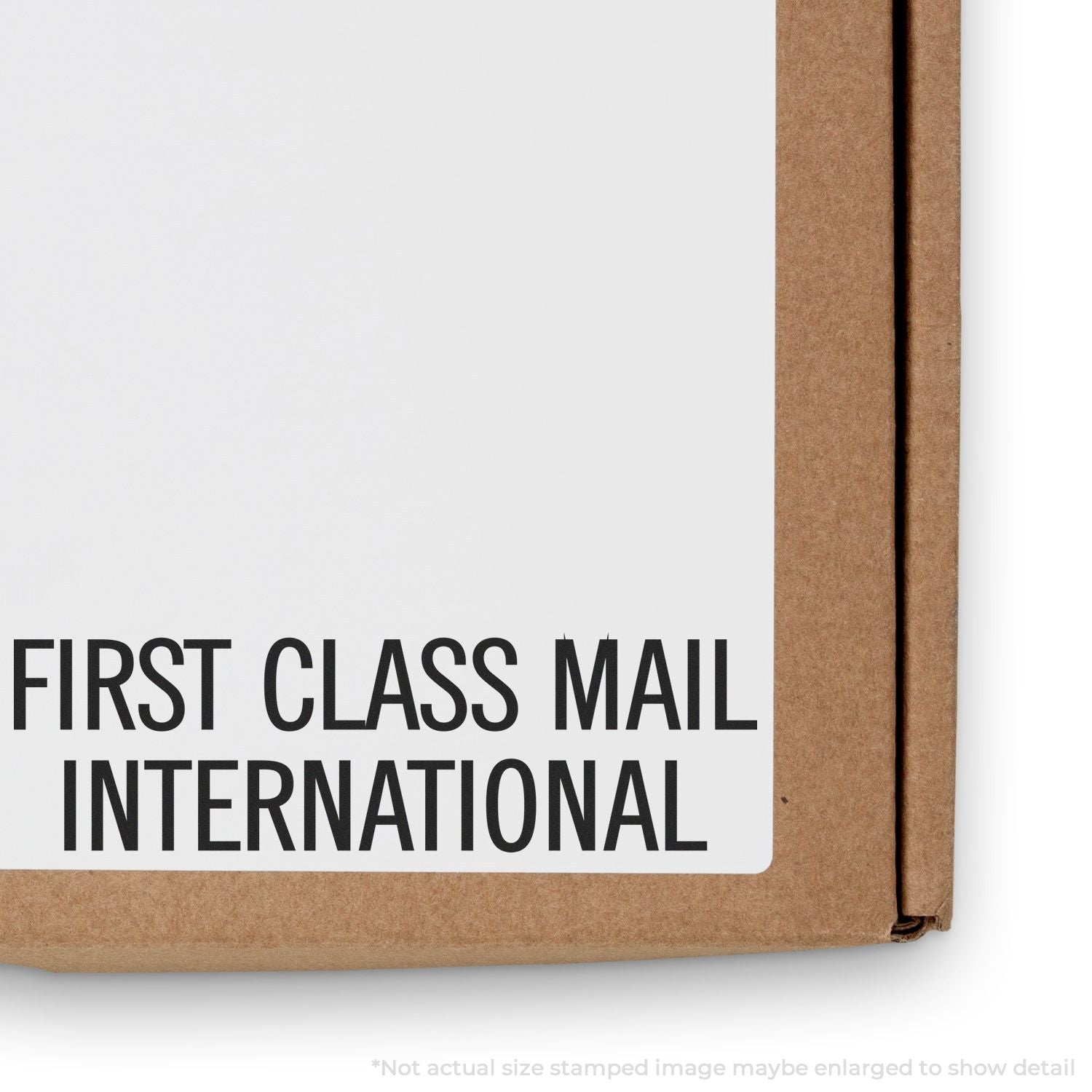 Brown kraft international first-class mailer envelope with First Class Mail International text for global shipping services