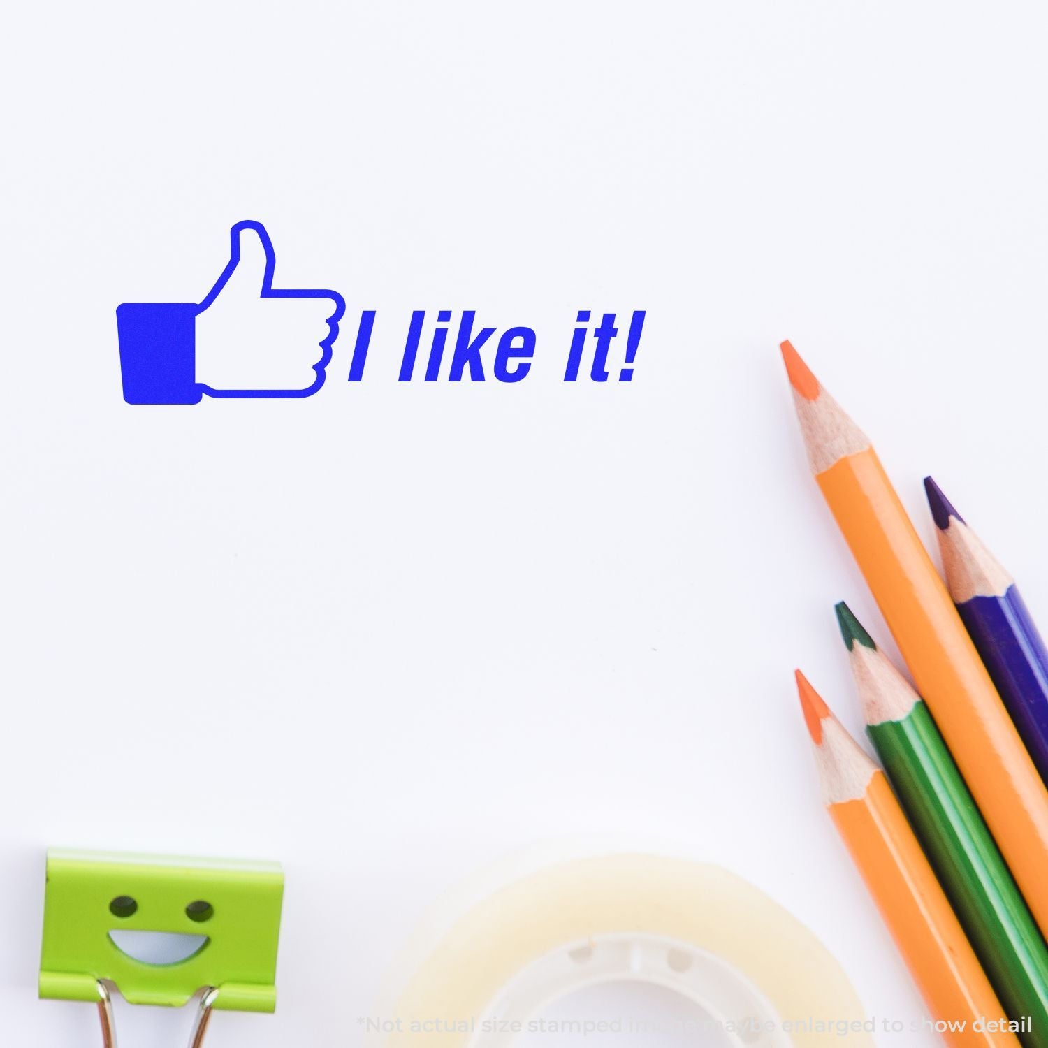 Thumbs-up Like it! social media graphic with colorful pencils on white background, encouraging engagement and likes.