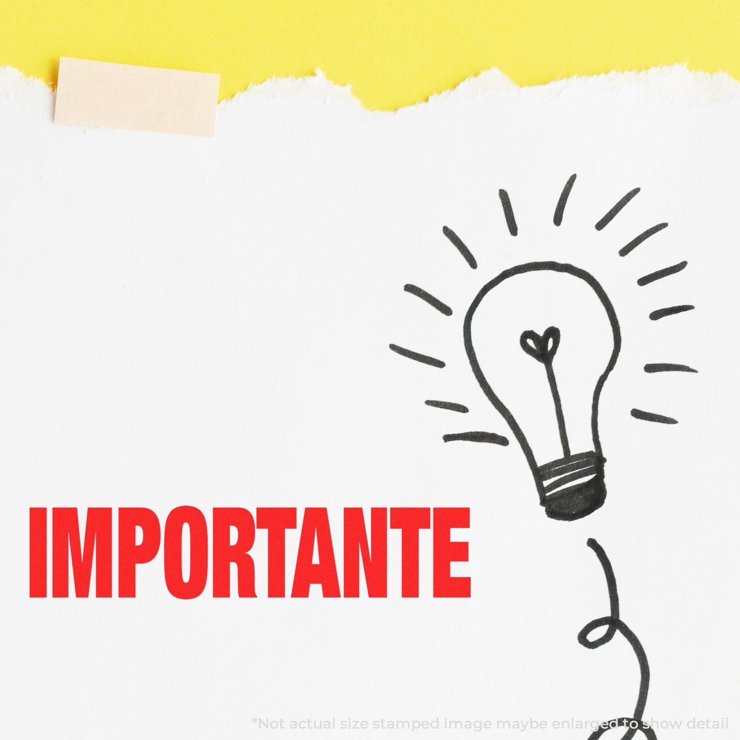 Ilustracin motivacional para marketing y emprendimiento con foco dibujado y el texto IMPORTANTE, mensaje de ideas clave y creatividad.