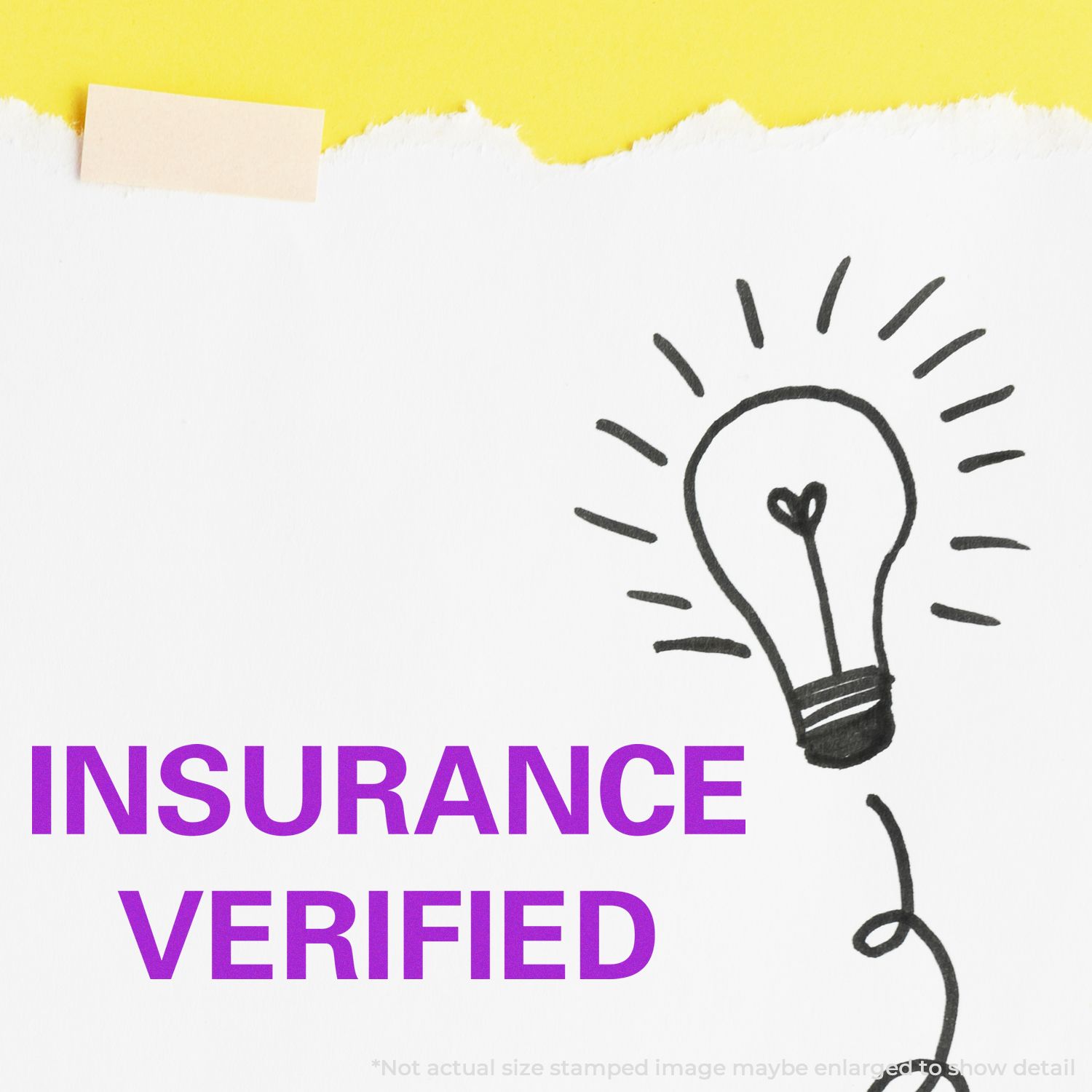 Insurance verified concept graphic with hand-drawn lightbulb and checklist lines on white background, showing insurance verification.