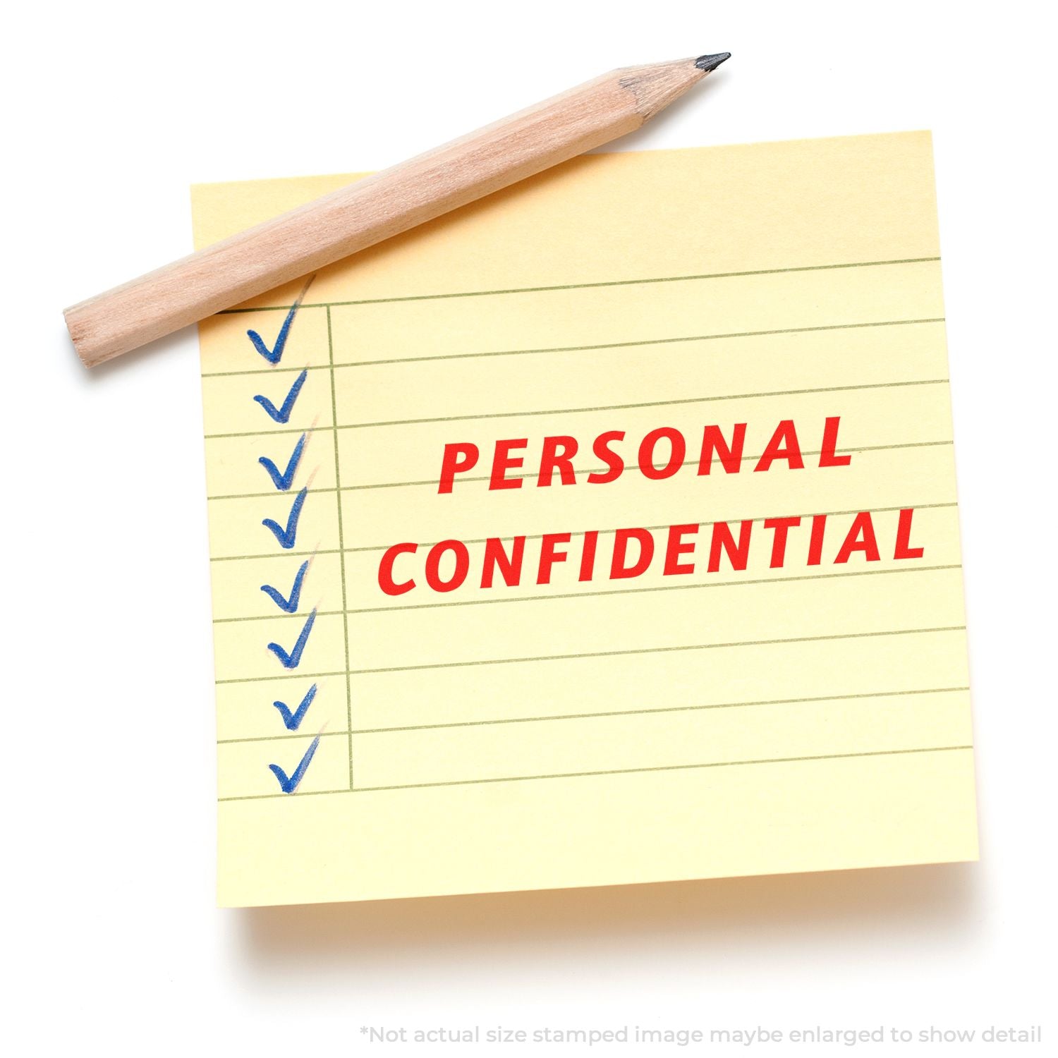 Personal confidential note with pencil and checklist checkmarks, highlighting private information handling and confidentiality.