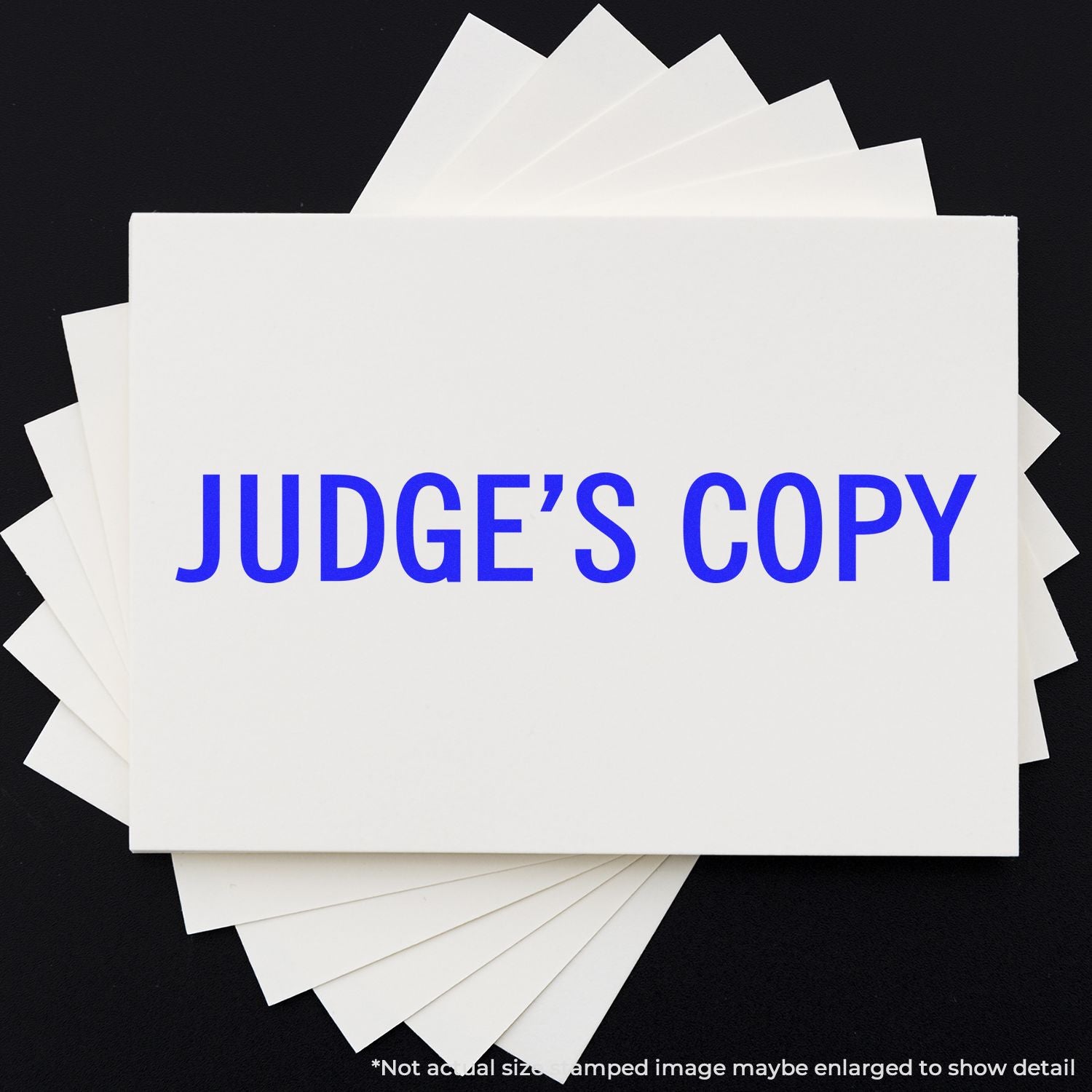 Judge's copy label on stacked white document cards, marking an official court record copy for judges.