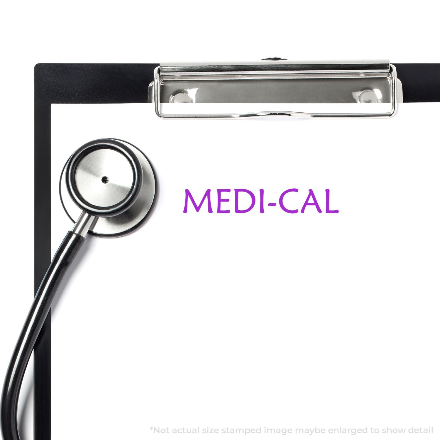Medical stethoscope and clipboard showing MEDI-CAL, representing California healthcare insurance and provider services.