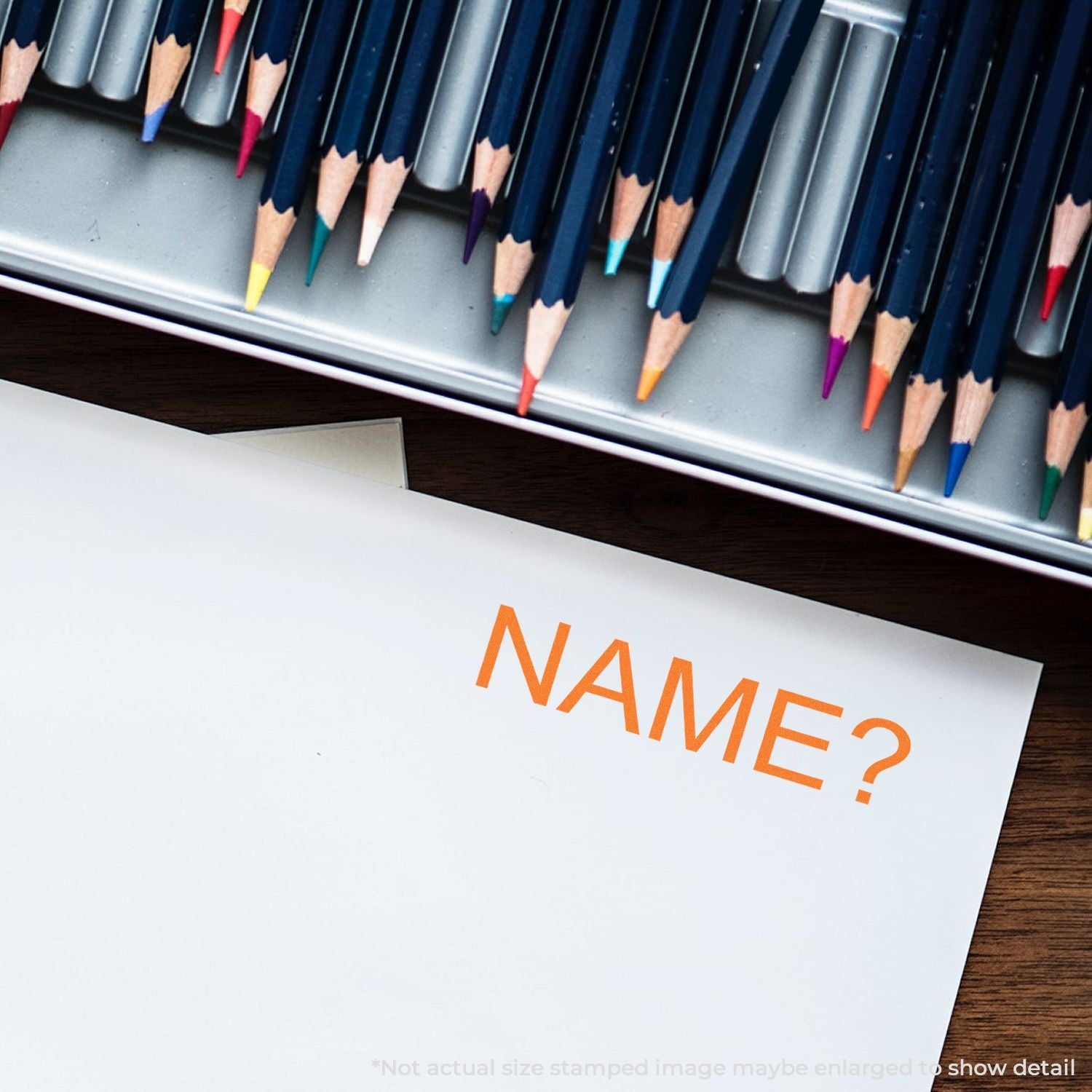 Colored pencils above a paper reading NAME?prompt for missing name field in a form or worksheet