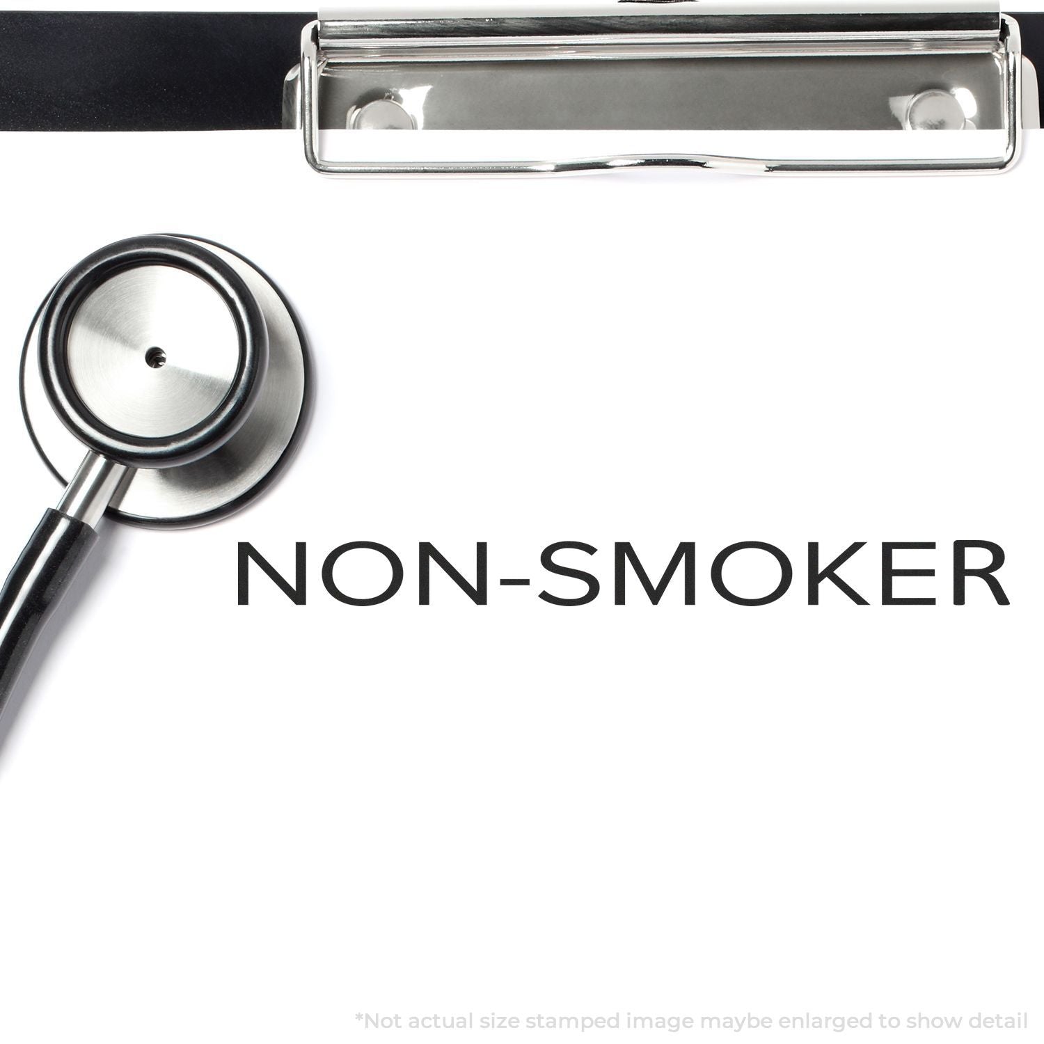 Stethoscope with NON-SMOKER label promoting smoke-free wellness and healthcare screening for non-smokers.