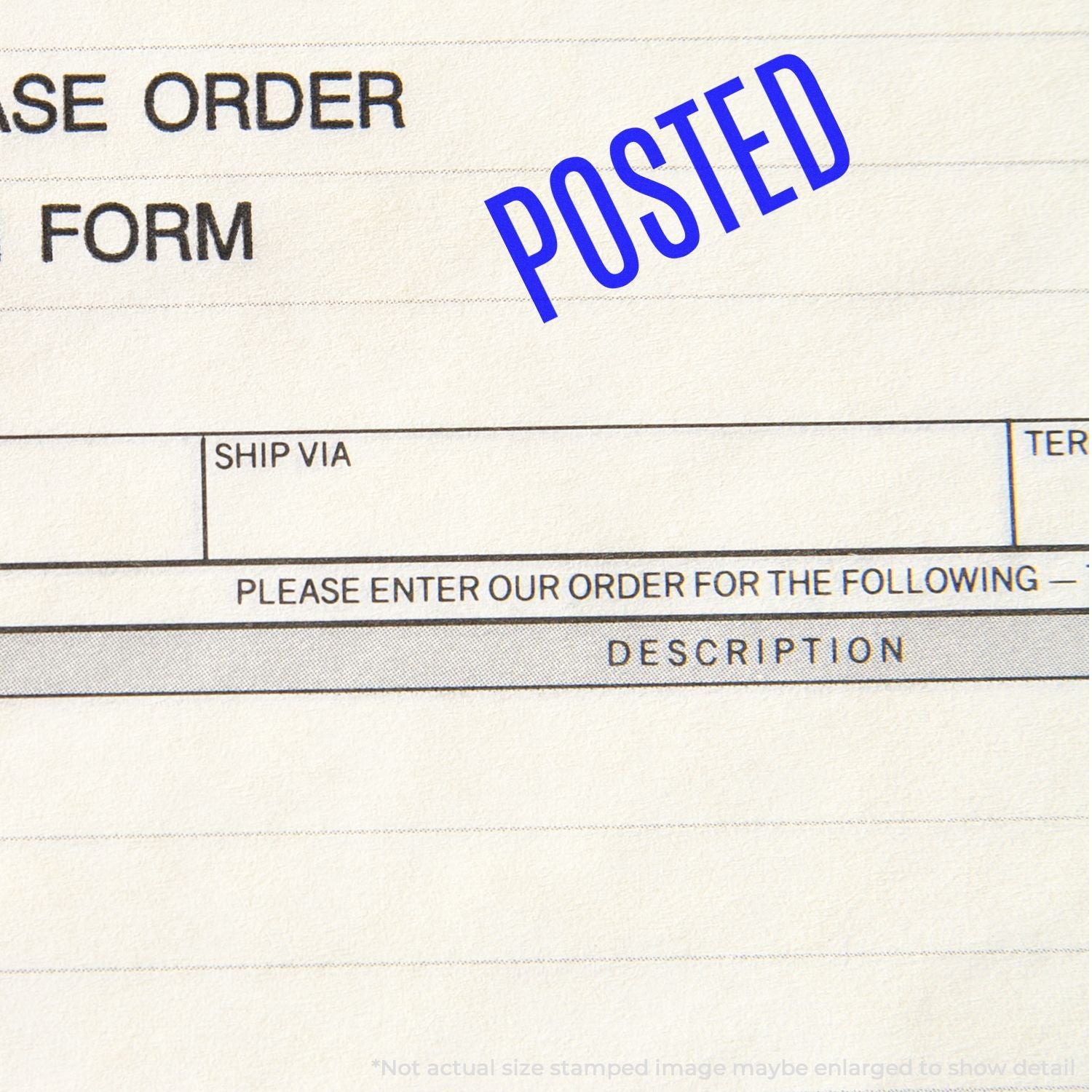 Order form document showing instruction to enter an order and fill in the description field for shipping details.
