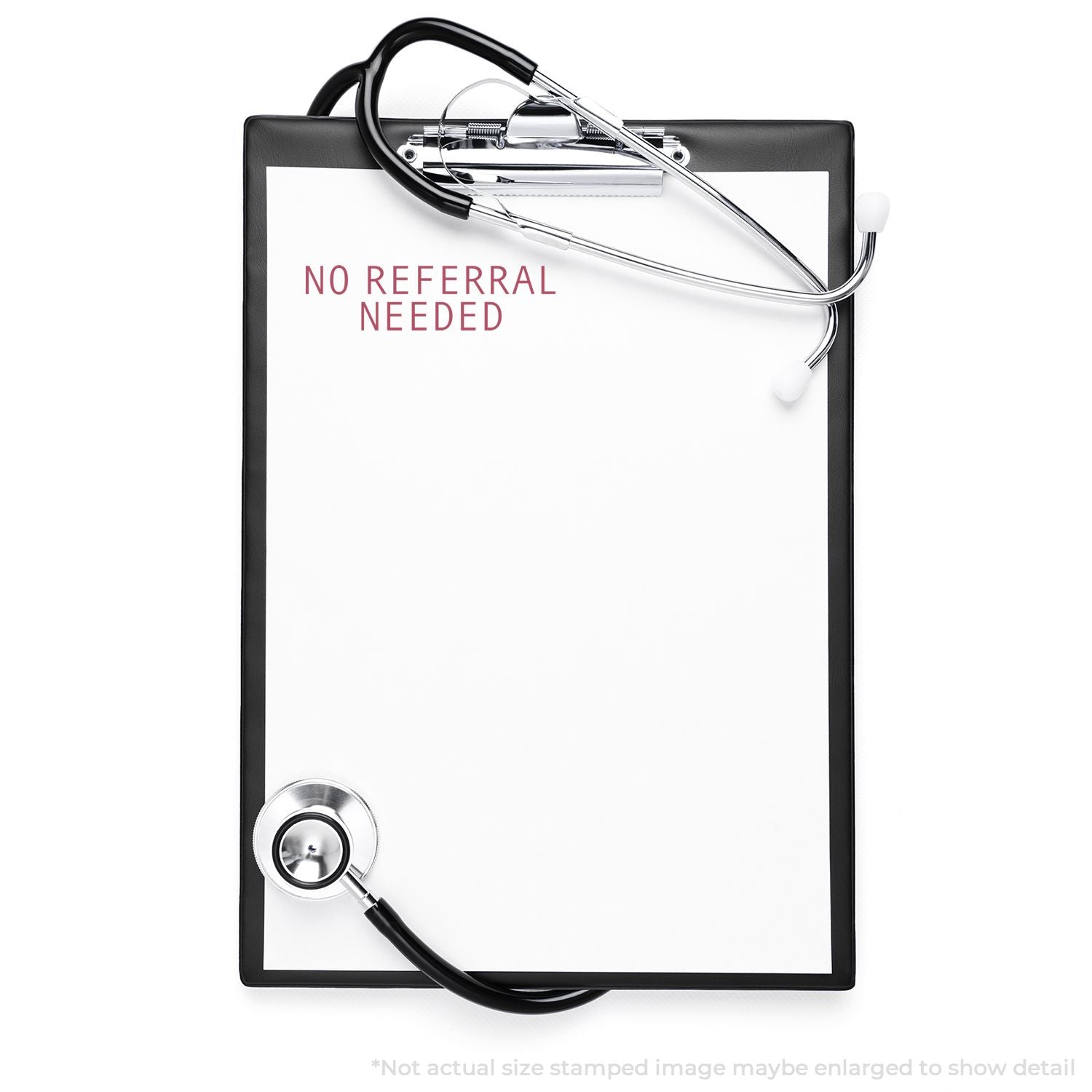 Clipboard with stethoscope and No Referral Needed sign, promoting direct patient access to healthcare and specialist visits without referrals.