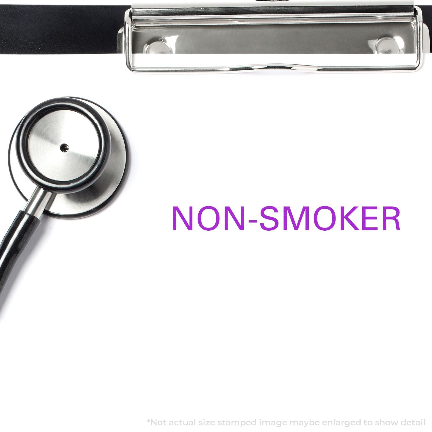 Clipboard with stethoscope and NON-SMOKER text for medical non-smoking status verification