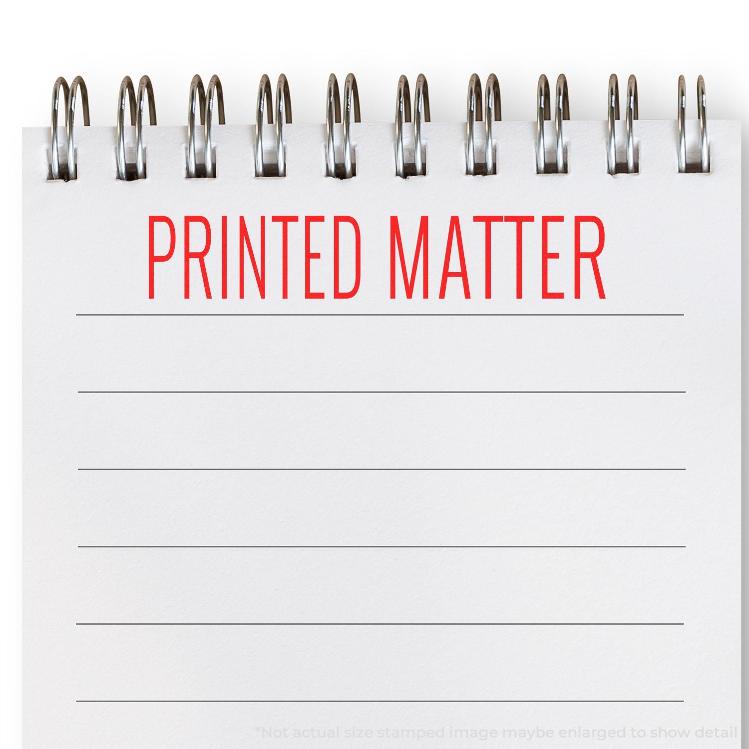 Printed matter sign with metal binder rings and red PRINTED MATTER text, ideal for bindery and document organization.