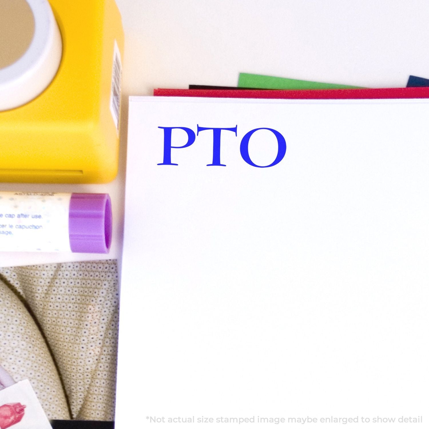 PTO school supplies flat lay with notebook, markers, and stationeryideal for Parent Teacher Organization promotional content.