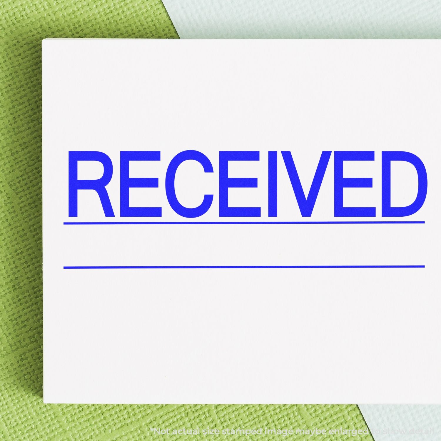 Received stamp on a white document card, providing proof of delivery that a package or paperwork was received.