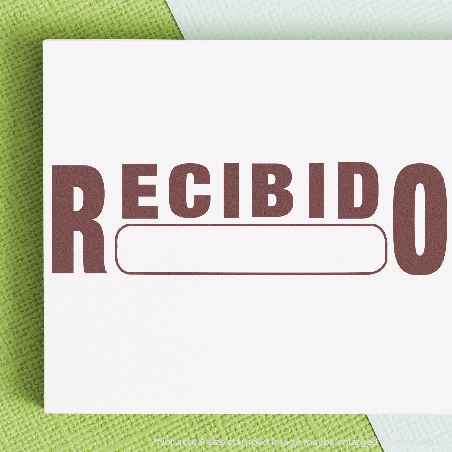 RECIBIDO stamp on document with blank line, indicating official receipt and confirmation for paperwork, invoices, or shipments.