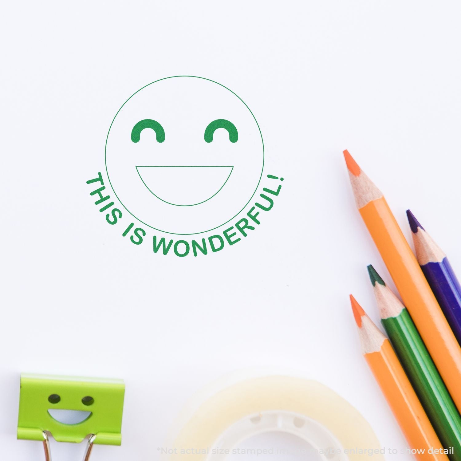 Smiley face This is Wonderful! stationery design with colorful pencils on a white background