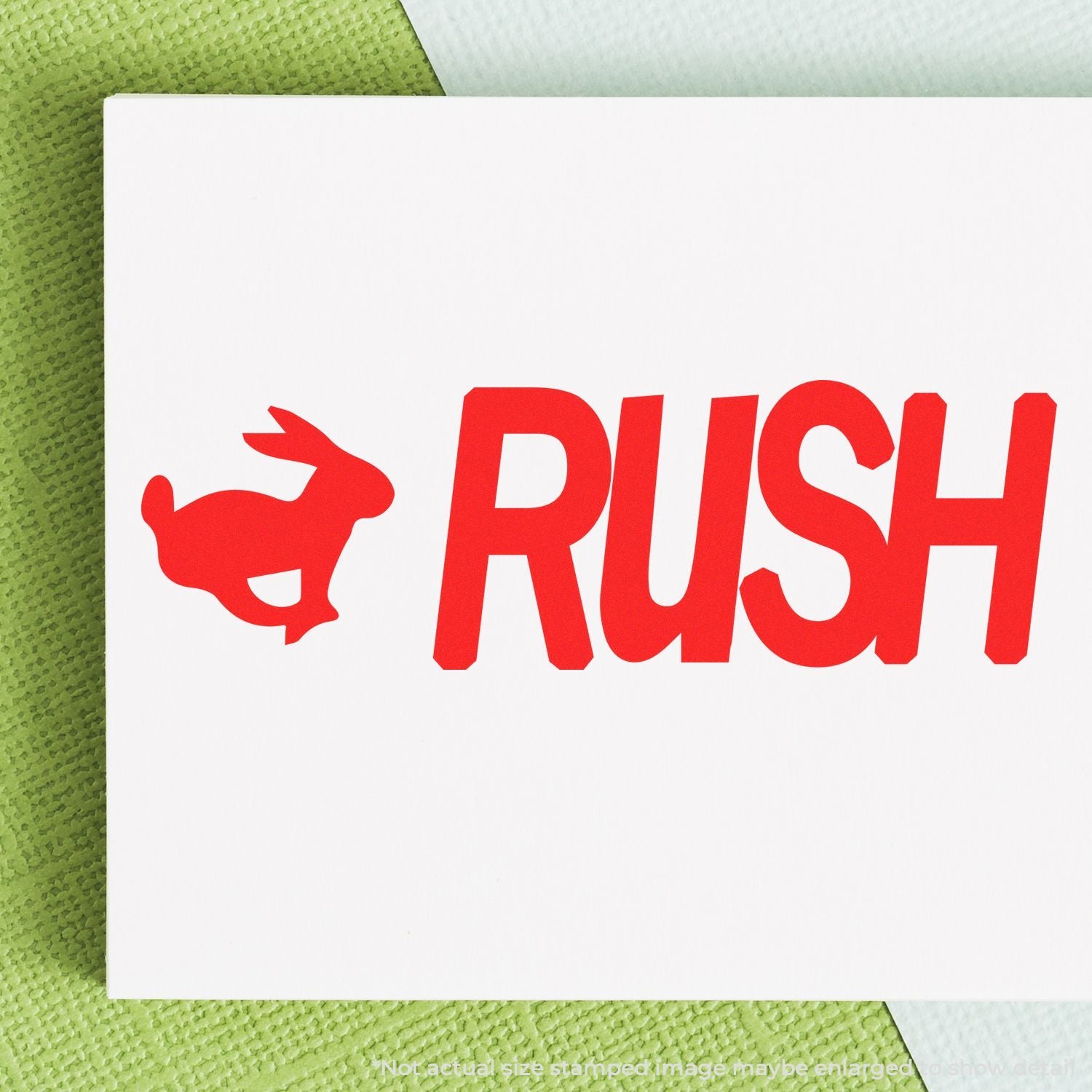 RUSH logo stamp with red bull icon and bold RUSH lettering on white card, used for sports branding and promotion.
