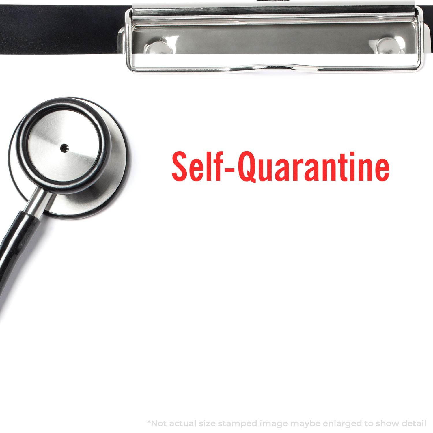 Self-quarantine public health banner with stethoscope and Self-Quarantine text, promoting isolation and COVID-19 prevention.